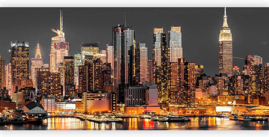 artgeist Premium Wall Mural New York City 216x98 in - Non-Woven Photo Wallpaper Art Print Fleece Wall Mural Decoration Poster Picture Design Night Skyline Panorama d-B-0060-a-e