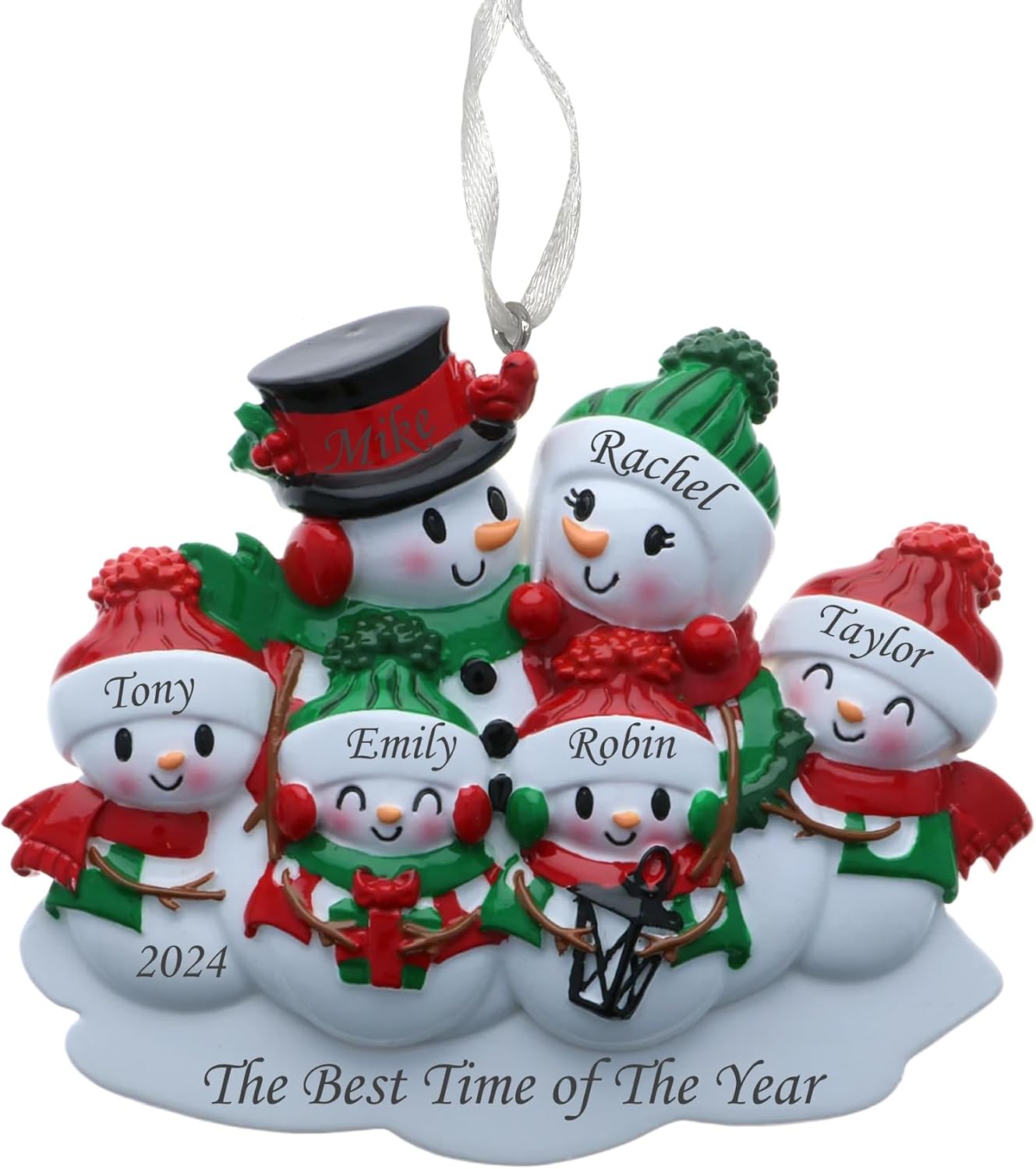 2025 Family Christmas Ornament – Personalized Ornament for Families – Custom Snowman Family Ornament – Holiday Tree Decoration Keepsake Gift (Family of 6)