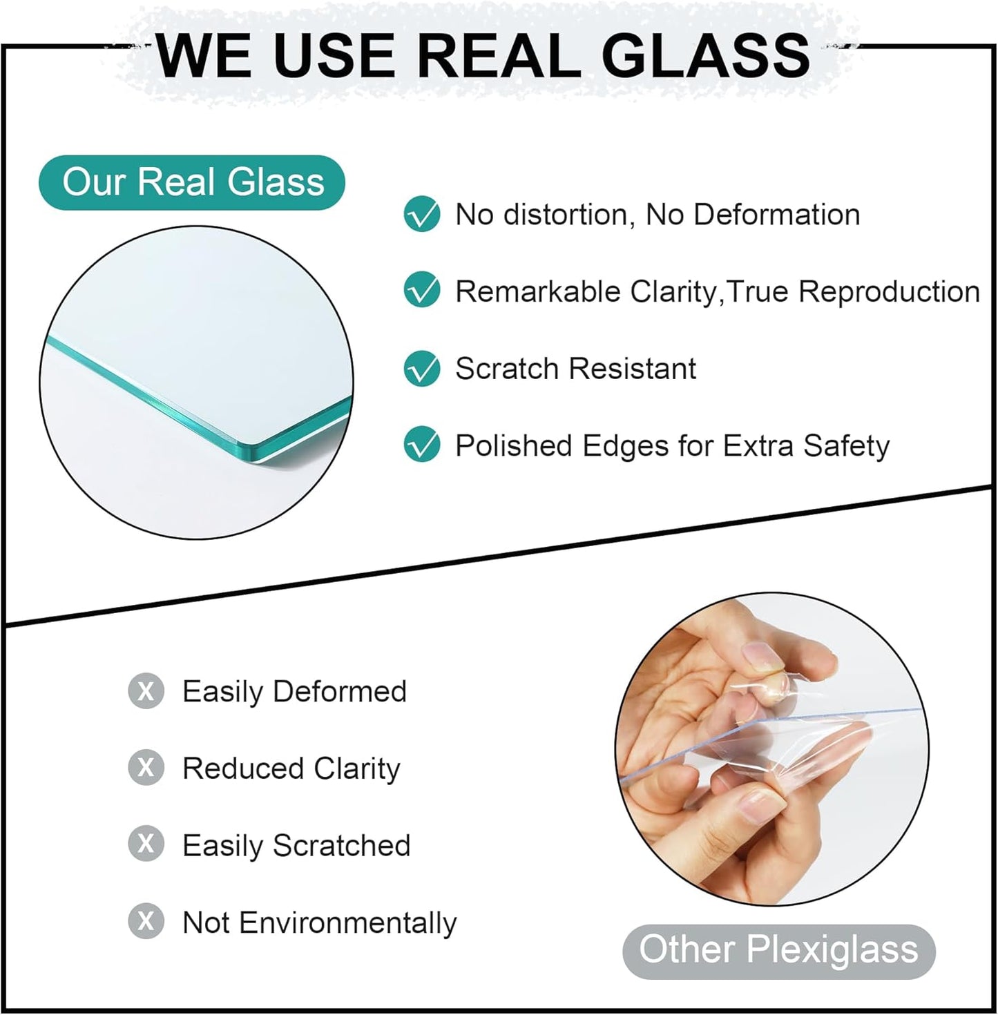 12x12 Picture Frame Set of 4, 12 x 12 Wood Photo Frames with Mat for 10x10 or 30x30cm Diamond Painting Art, Wooden Frame with Real Glass Cover for Wall and Tabletop Display,Distressed White