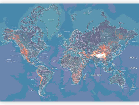 artgeist Wall Mural World Map 154x110 in - XXL Peel and Stick Self-Adhesive Wallpaper Removable Large Sticker Foil Wall Decor Print Picture Image Design Map of The World k-A-0061-a-d