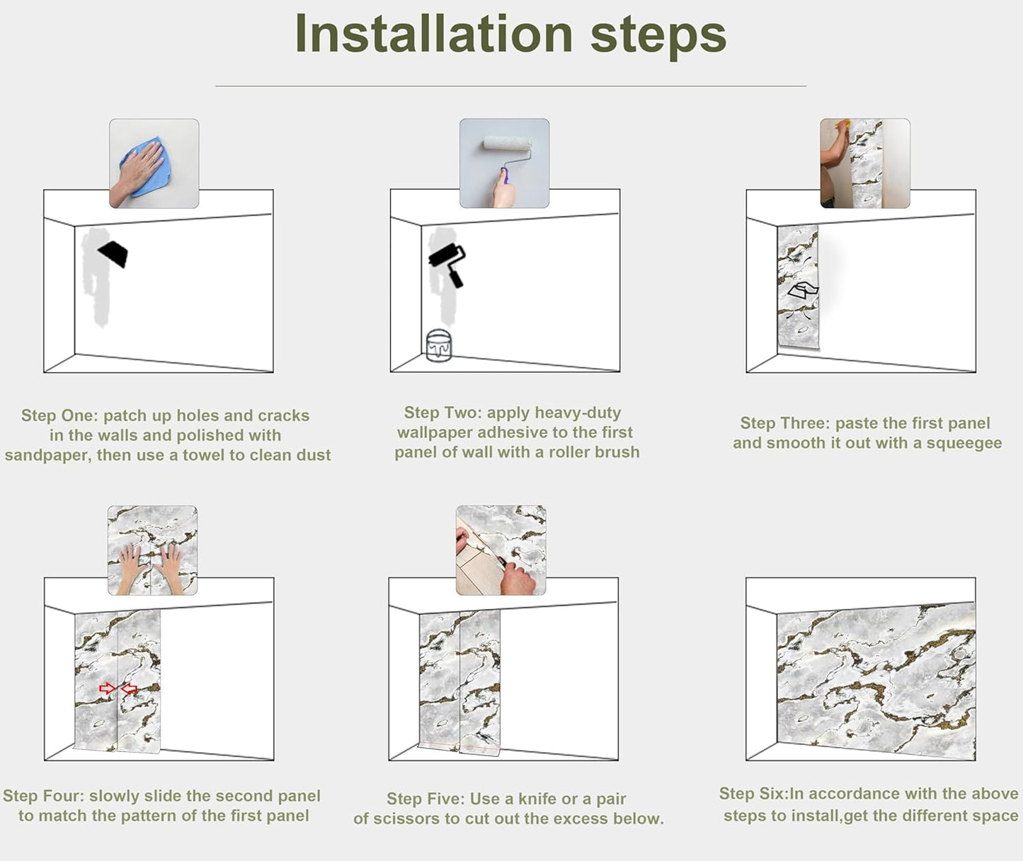 Marble Wallpaper Large Abstract Gold Wall Mural for Bedroom Living Room Office(Not Peel and Stick)