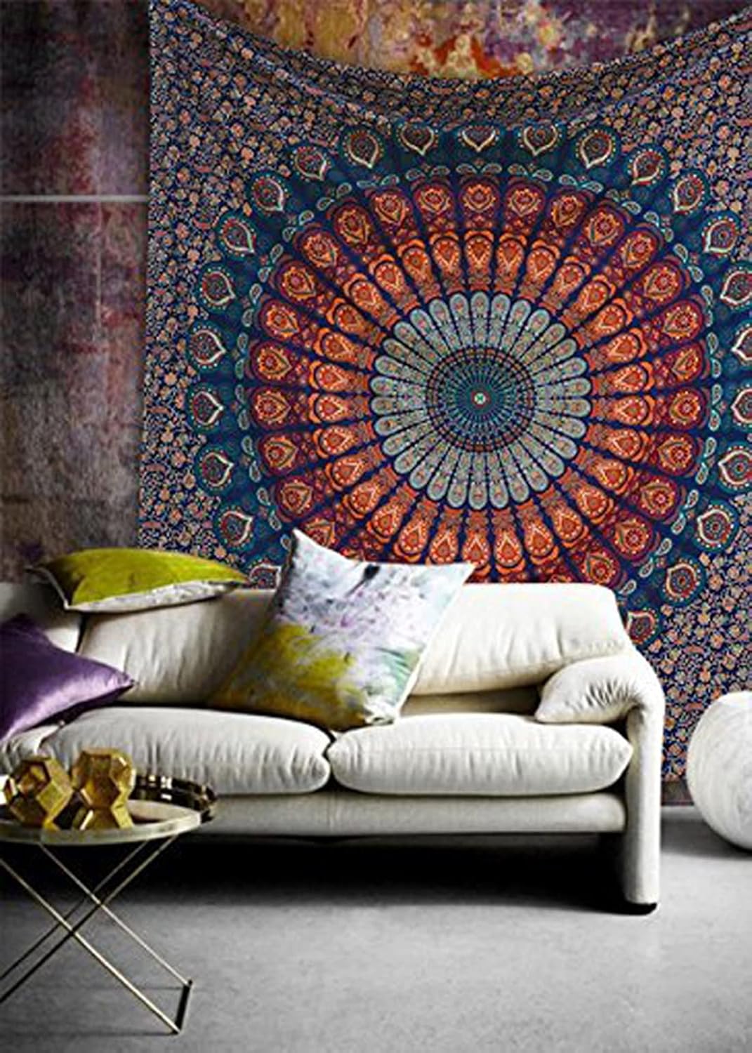 raajsee Turquoise Blue Tapestry- Tapestrys Mandala Wall Hanging- Hippie Tapestry For Bedroom Aesthetic-Size Medium (52x60 Inches / 132x152 Cms)