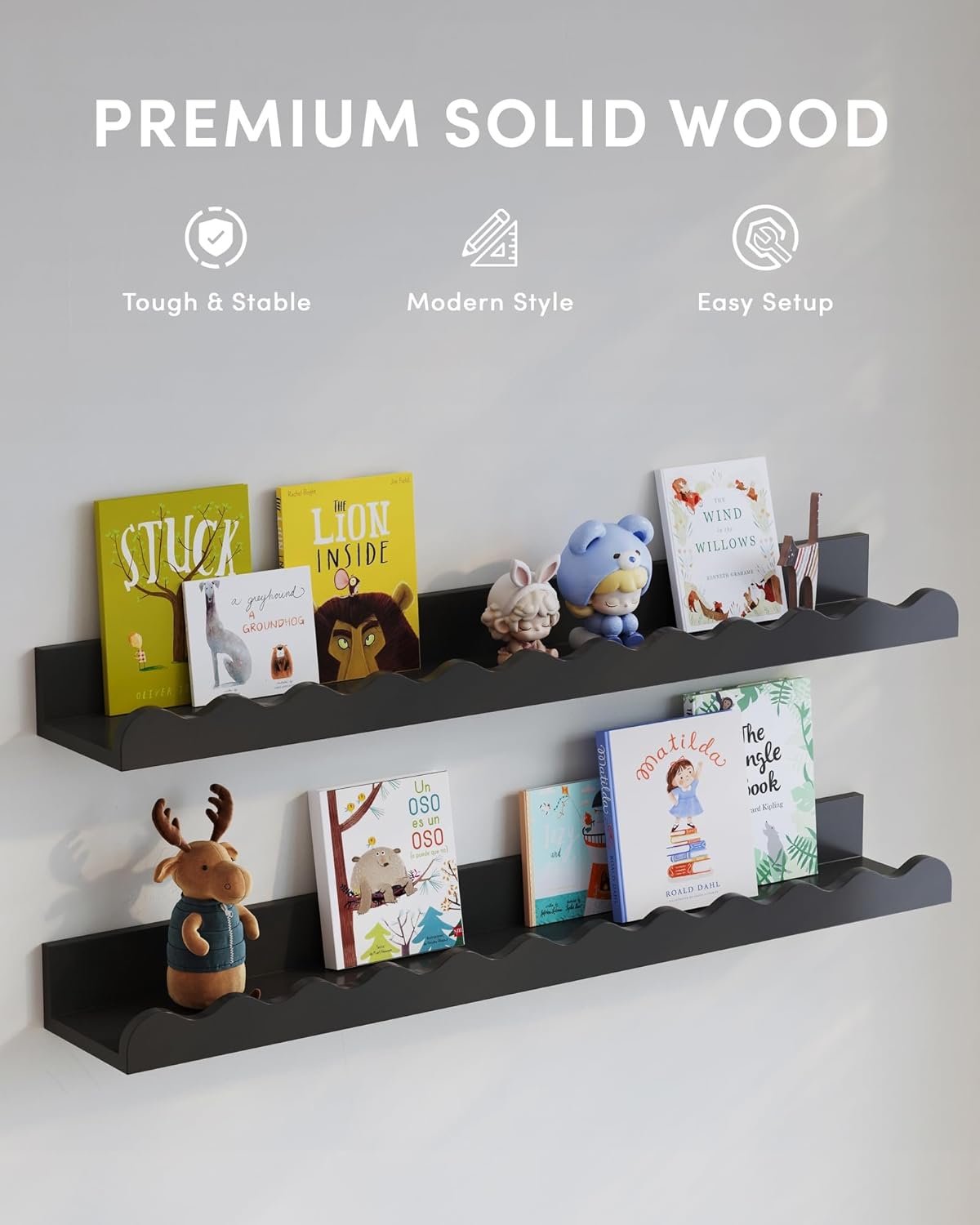 Nusery Shelves (23 Inches, Black)