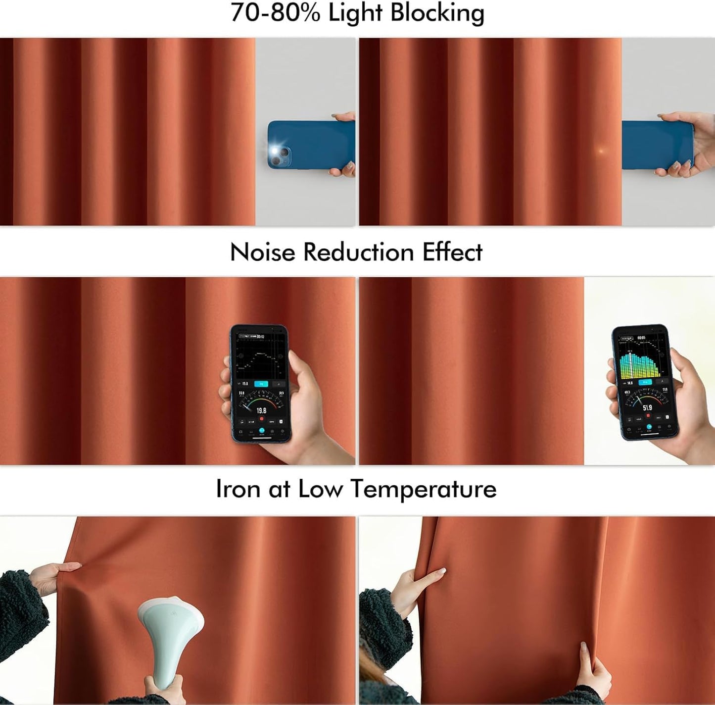 MIULEE Back Tab Burnt Orange Blackout Curtains 84 Inch Length 2 Panels Set for Living Room Bedroom, Fall Terracotta Rod Pocket/Pinch Pleated Thermal Insulated Room Darkening Light Blocking Curtains