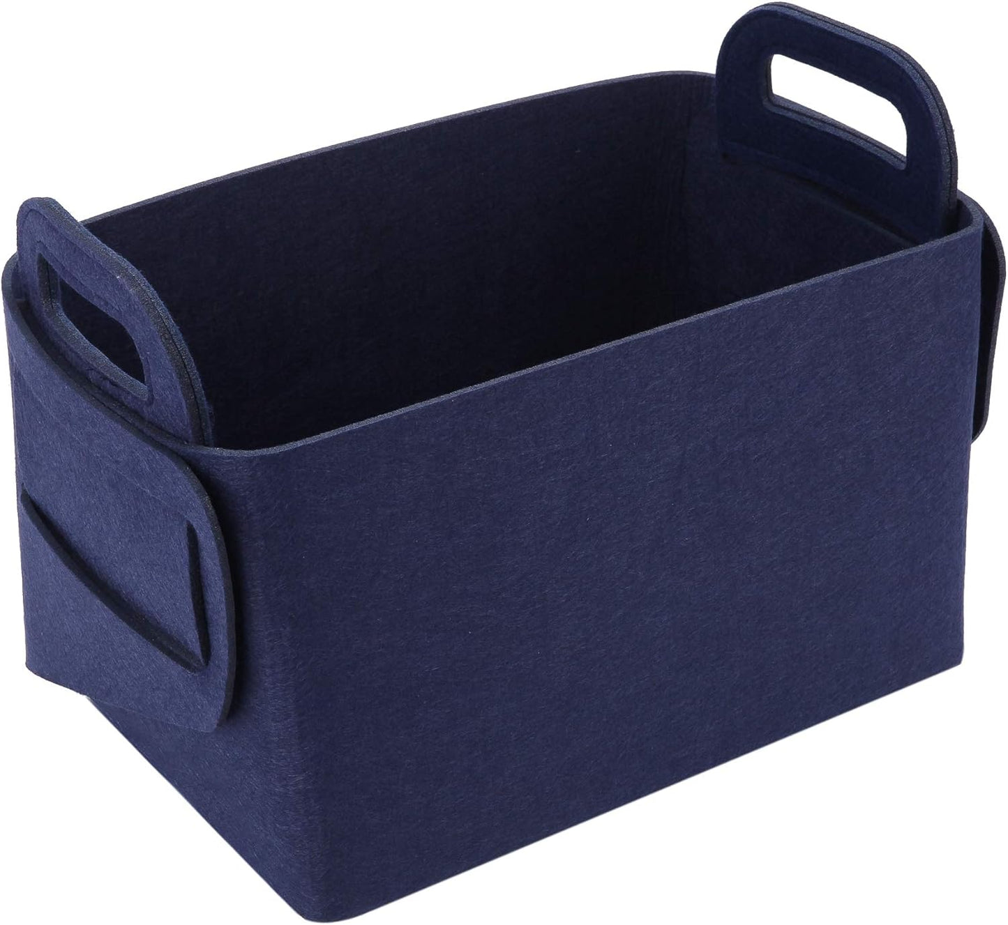 Storage Basket Felt Storage Bin Collapsible& Convenient Box Organizer with Carry Handles for Office Bedroom Closet Babies Nursery Toys Laundry (Navy Blue, 17.9inch（L）×12.2inch（W）×11.6inch（H）)