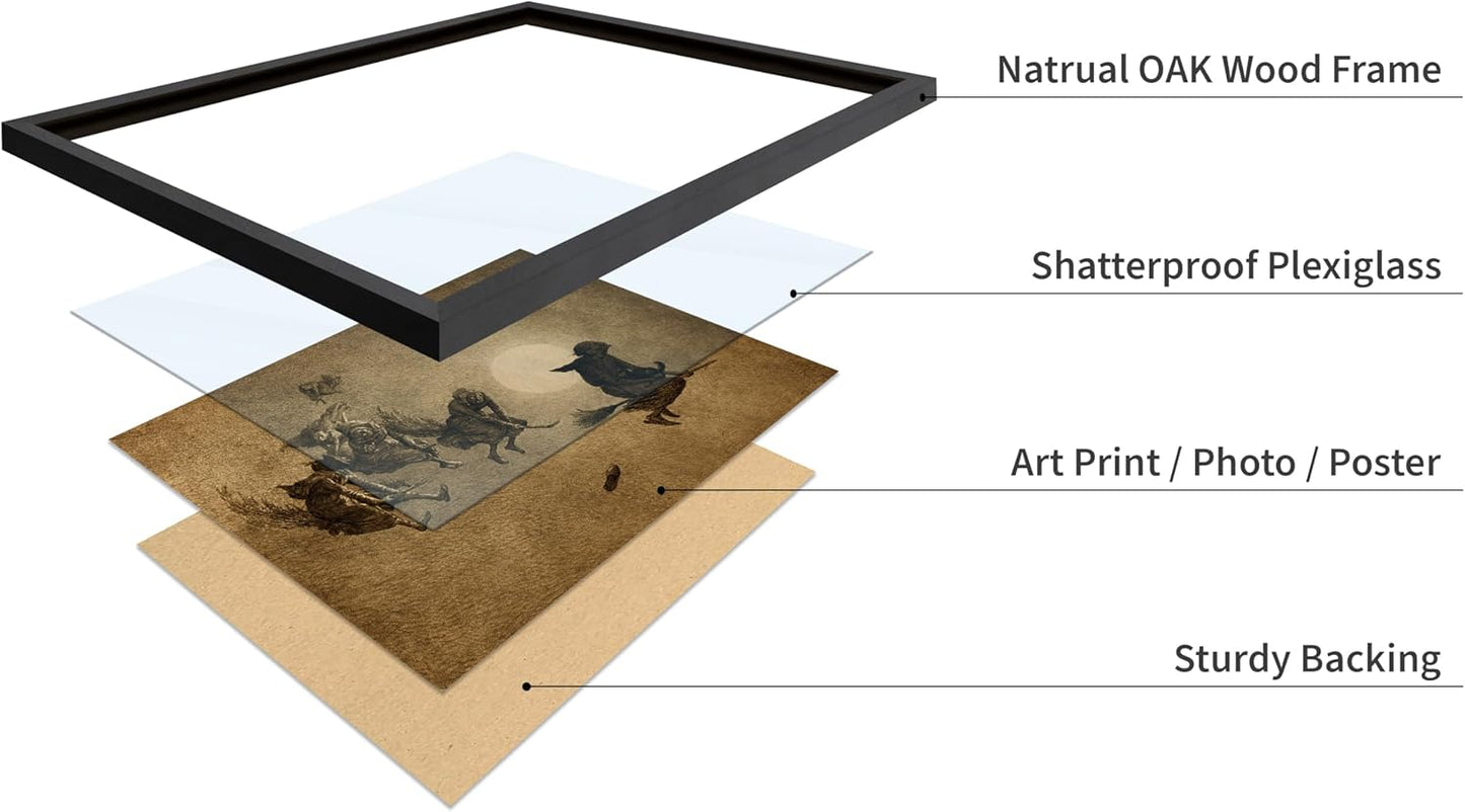 Poster Master Vintage William Holbrook Beard Poster - Retro Occult Print - Gift for Gothic, Horror Fan - The Witches Ride, Pagan, Goth, Magic - Wall Decor for Bedroom, Dorm, 8x10 Black Framed