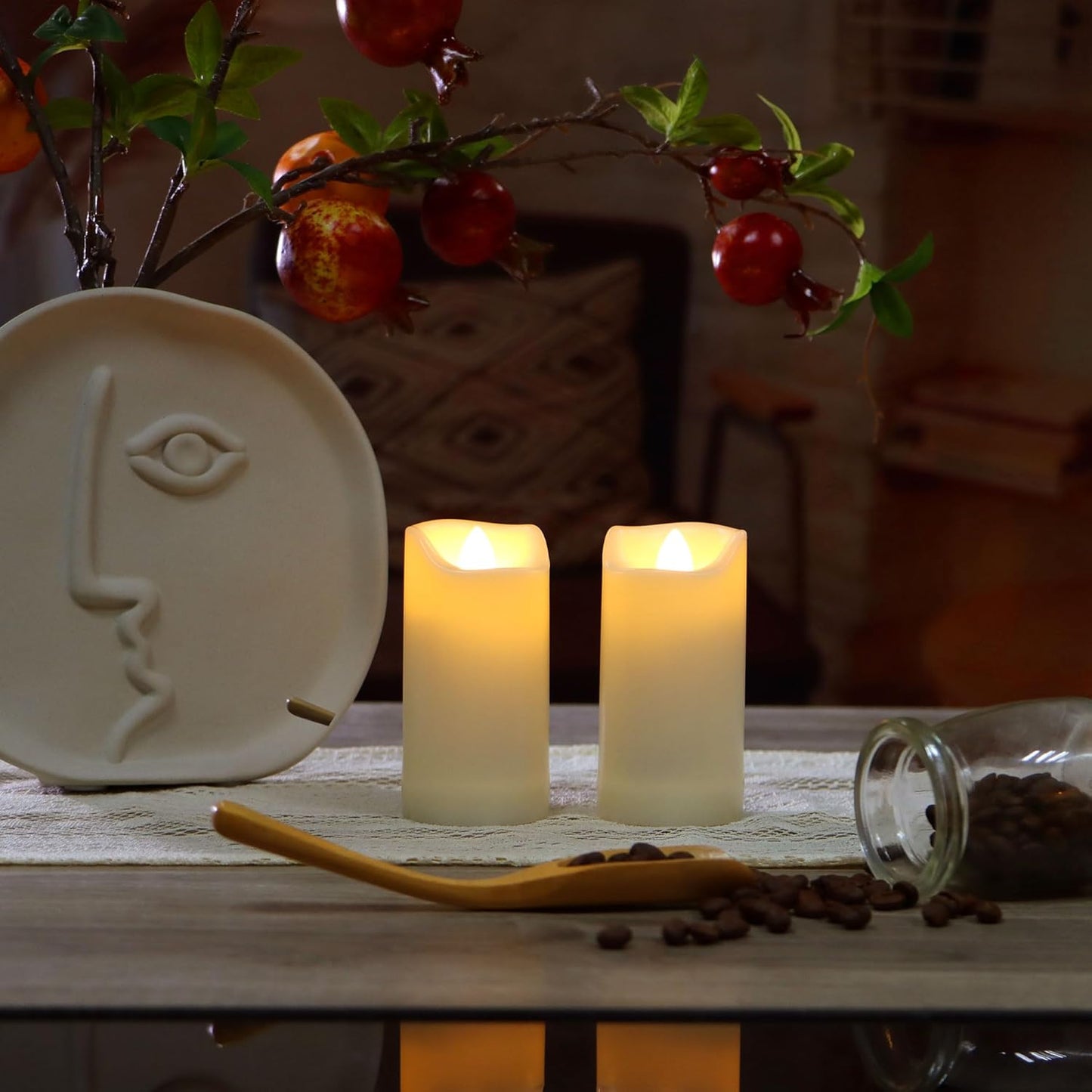 CANDLE CHOICE Waterproof Outdoor Battery Operated Flameless Candles with Auto Timer Flickering Plastic Resin Electric LED Slim Pillar Lights for Lantern Patio Garden Wedding Decorations 2”x4” 2 Pack