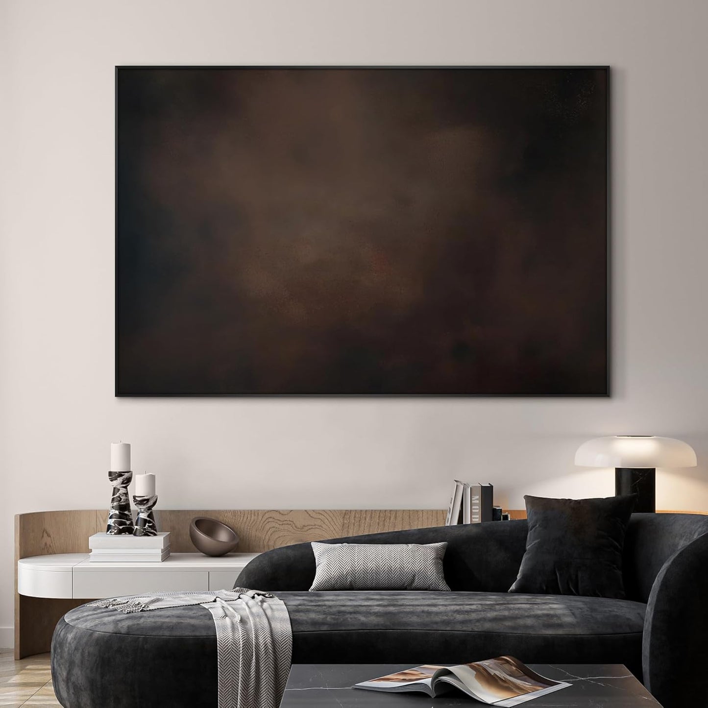 SIGNWIN 46"x72" Extra Large Framed Wall Art Dark Brown Abstract Moody Illustration for Home Living Room Bedroom Decor (Frame Assembly Required)
