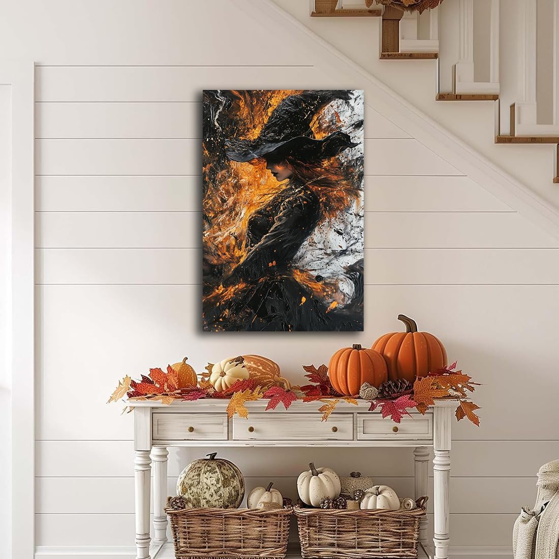 Witch Canvas Poster Print, Dark Academic Picture Wall Decor, Modern Fashion Aesthetic Abstract Witchcraft Halloween Wall Art For Bedroom Living Room Hallway Decoration,20"x30" Unframed