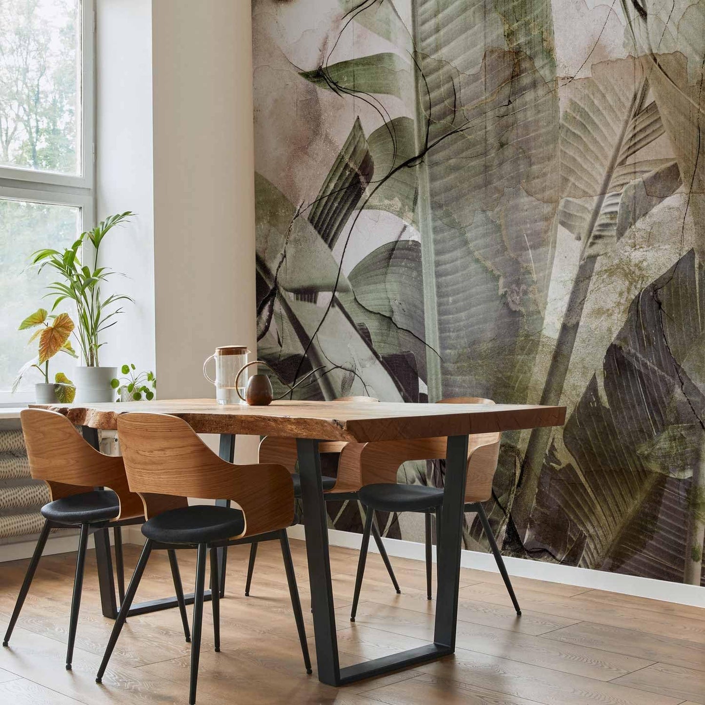 artgeist Wall Mural Tropical Leaves 135x101 in - XXL Peel and Stick Self-Adhesive Wallpaper Removable Large Sticker Foil Wall Decor Print Picture Image Design Jungle Nature Like Painted b-C-0776-a-a