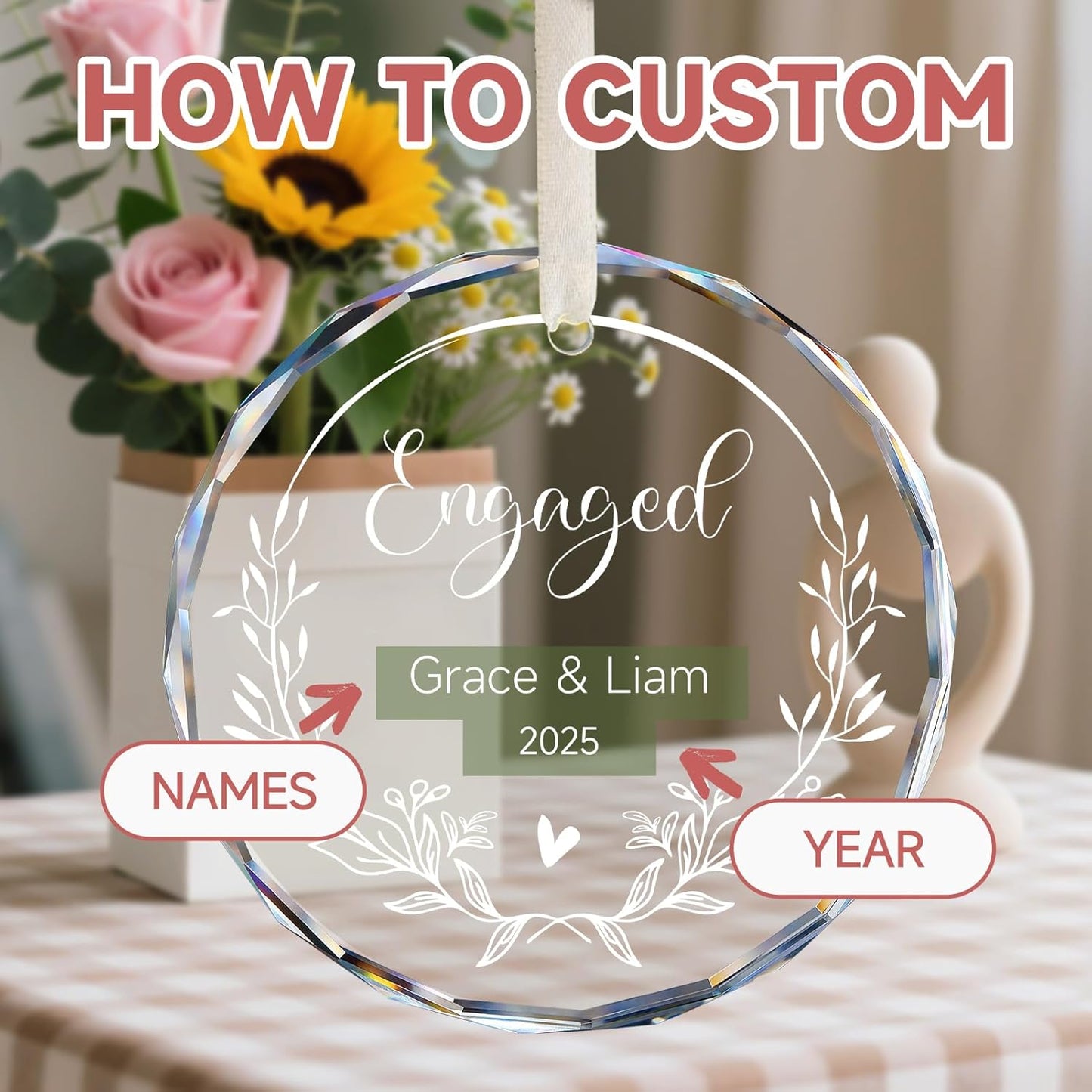 Engagement Gifts for Couples - Personalized Ornaments Keepsake Gift for Newly Engaged, Women, Fiance, Her - Bride to Be Gifts, Just Engaged Ornament 2025 - Christmas Tree Decorations