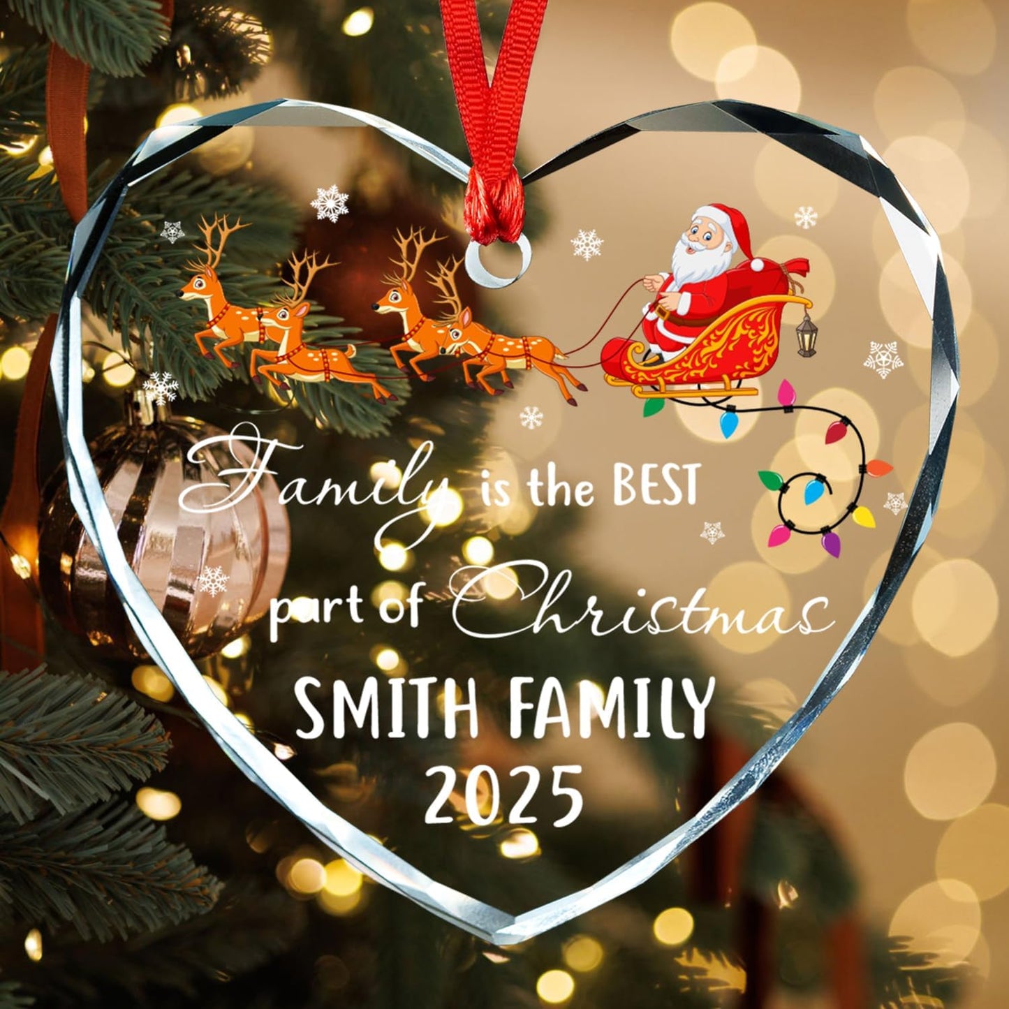 Personalized Crystal Christmas Ornaments, Custom Family Glass Ornament 2025, with Custom Name, Date - Perfect Keepsake Gift for Family, Dad, Mom, Him, Her, Couple