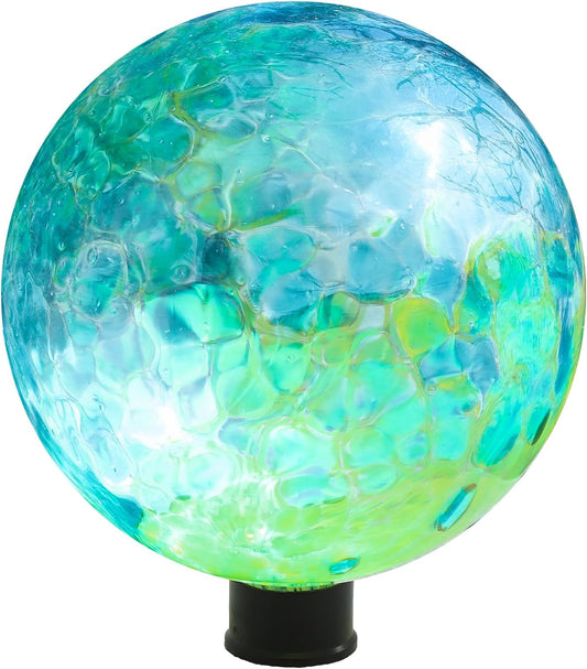 VCUTEKA Gazing Ball, Glass Gazing Balls Sphere for Garden Lawn Outdoor Ornament Yard Decorative, Blue Swirl, 10"