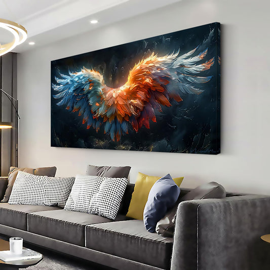 LASMOND Beautiful Colorful Angel Wings Religion Wall Art Decor Artwork for Girls Room Bedroom Living Room (20x40 Inches)