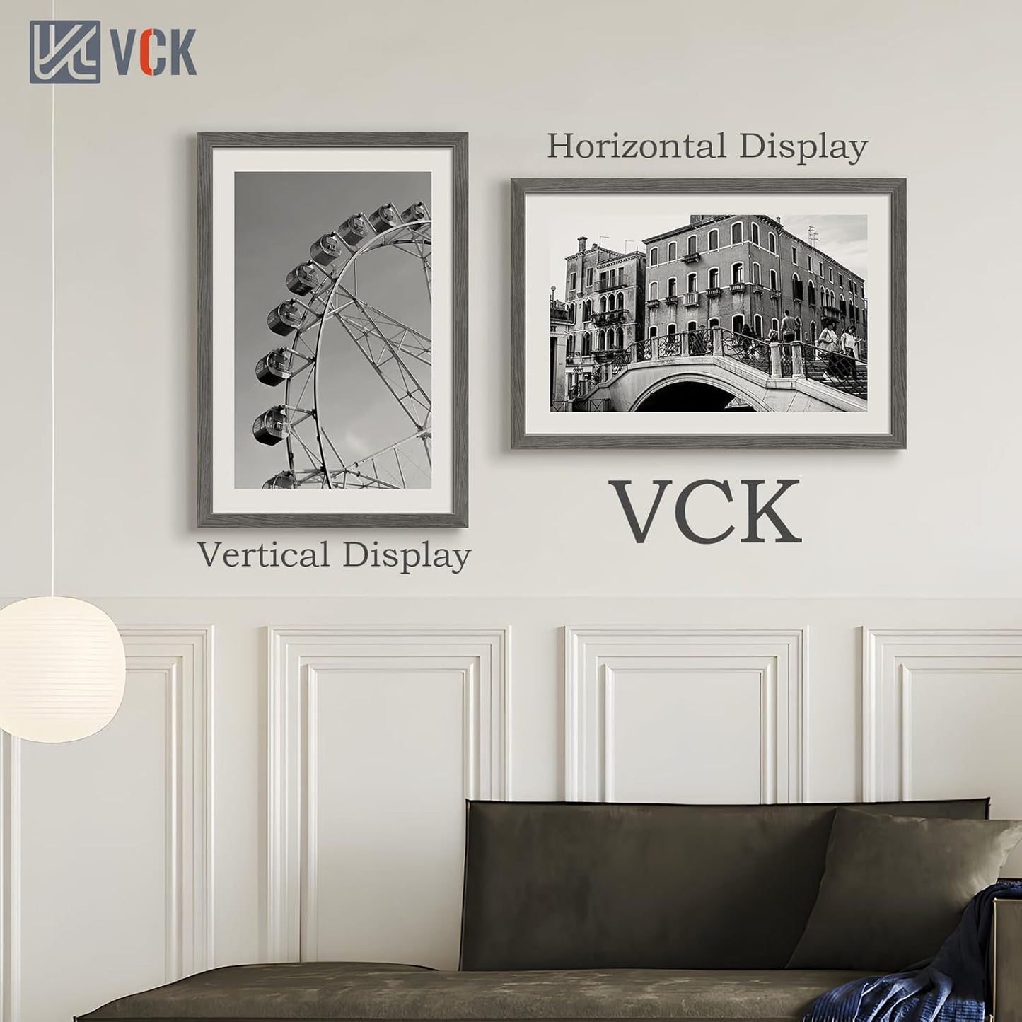 VCK 20x30 Frame 3 pack, Grey Solid Wood Poster Picture Frame, Exclusive Wood Grain, Wall Mounting Hanging