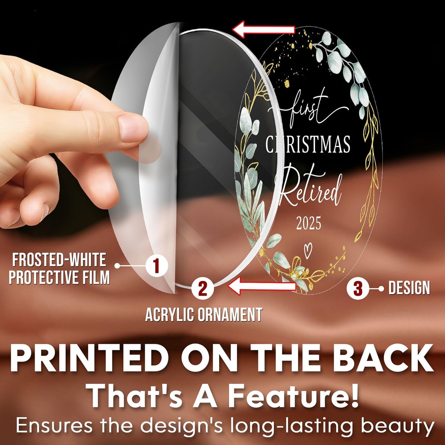 HEXMOZ Retirement Gifts for Women, Men 2025 - First Christmas Retired Ornament 2025 - Retired Gift for Coworker, Boss, Employee, Teacher, Nurse, Woman, Man - Acrylic Ornament Keepsake