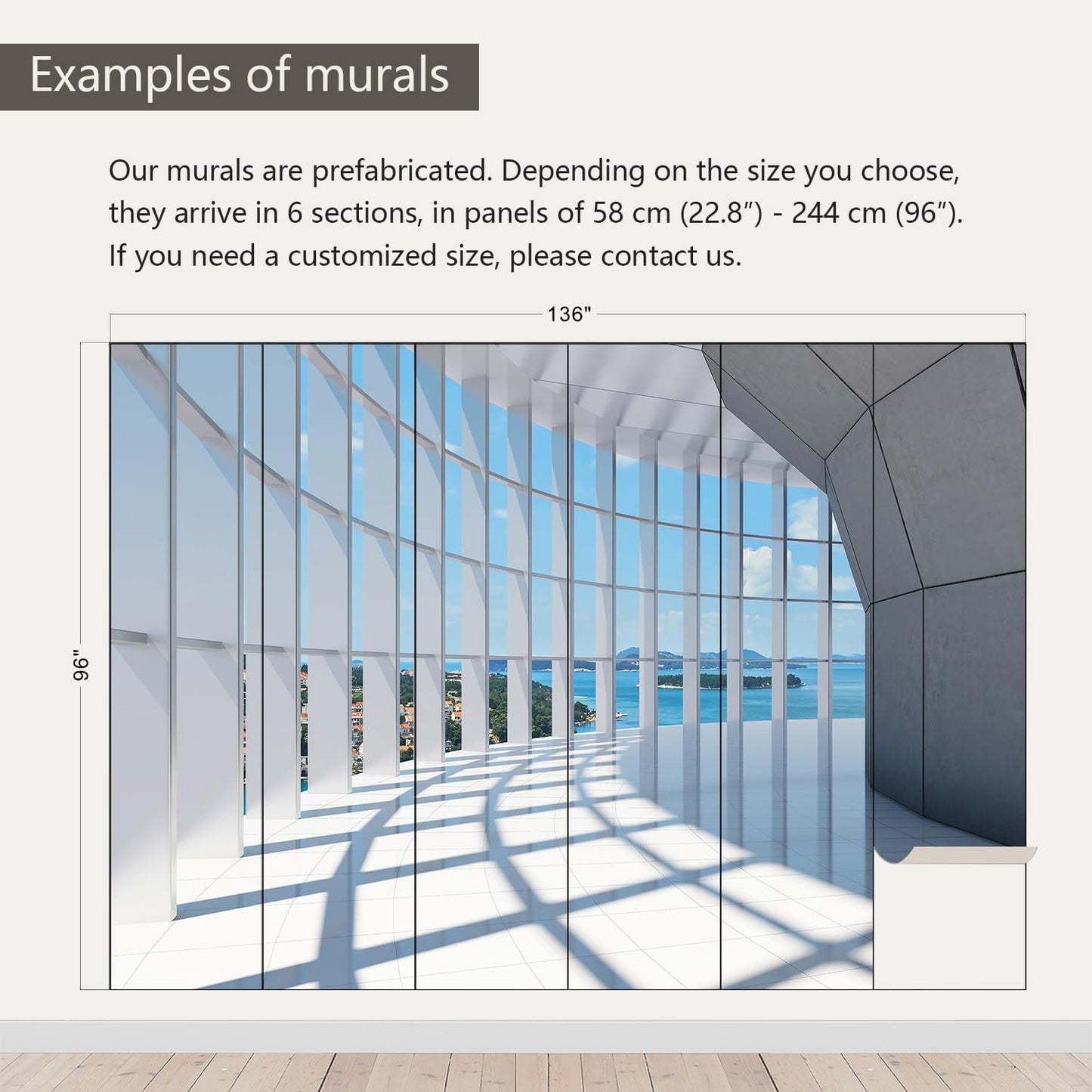 AFZEVEB-3D Blue Seascape Wallpaper Space Wall murals for Bedroom 136"x96" (Not Peel and Stick)