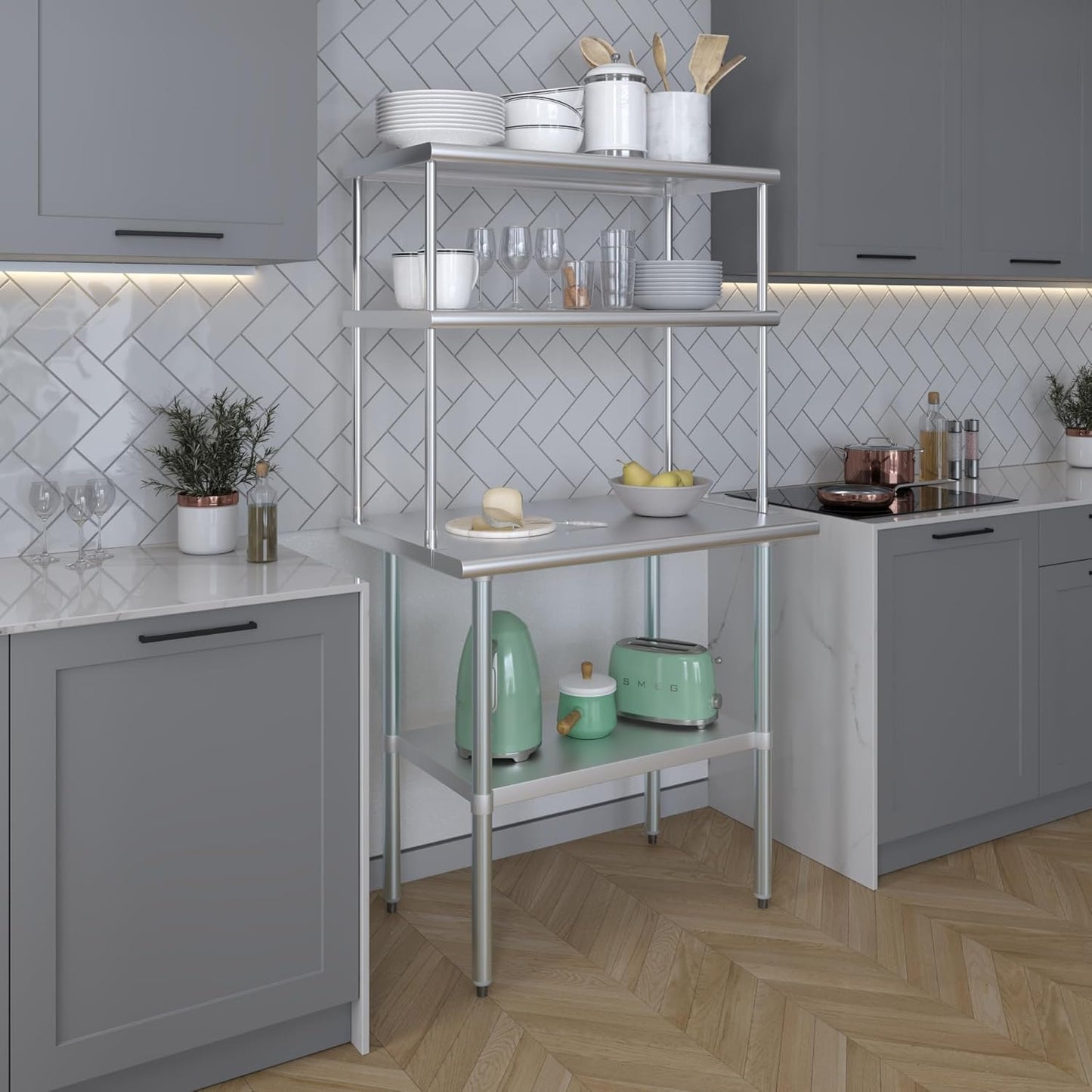 AmGood Double OverShelf Stainless Steel NSF - Many (36" Long x 18" Deep)