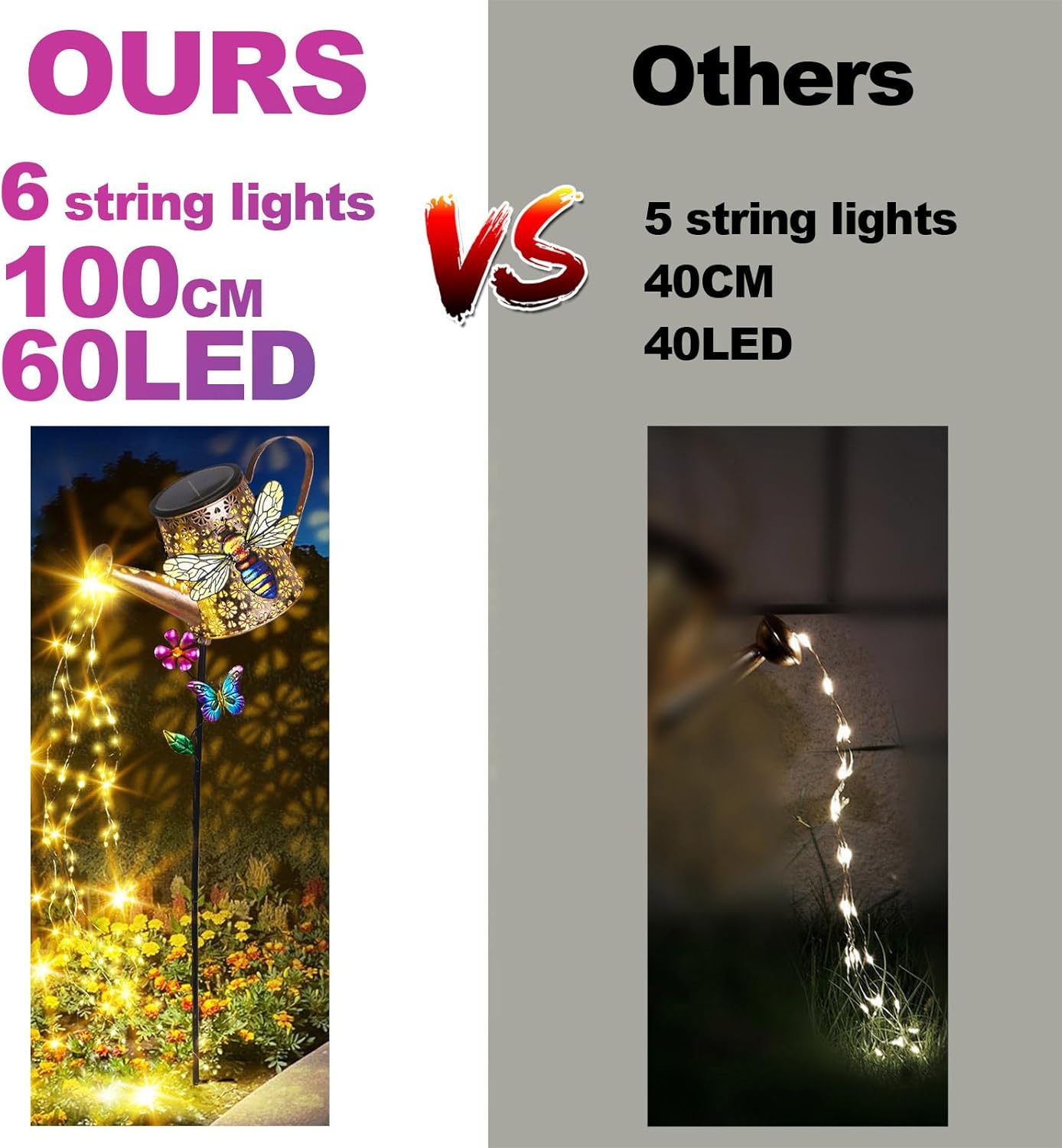 Solar Lights Outdoor Decorative, 39.4'' Metal Solar Watering Can Lights with Bee, Waterproof Garden Stake for Yard Lawn Patio Pathway Landscape, Gardening Gifts for Mom Grandma Women