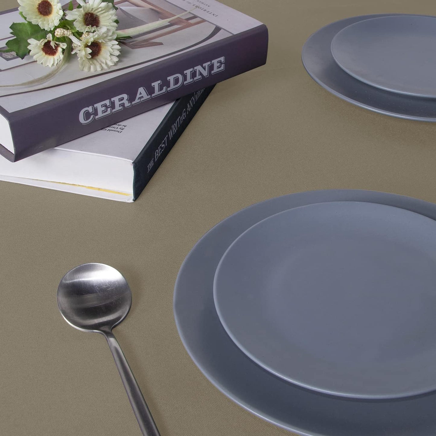 sancua Rectangle Tablecloth - 70 x 120 Inch - Stain and Wrinkle Resistant Washable Polyester Table Cloth, Decorative Fabric Table Cover for Dining Tables, Buffet Parties and Camping, Taupe