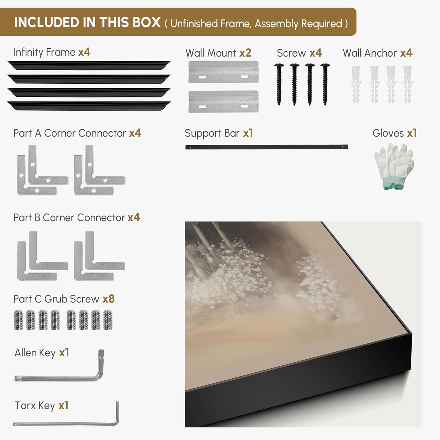 SIGNWIN 36"x72" Extra Large Framed Wall Art Misty Forest in Sepia Tones, Watercolor Woodland Landscape for Home Living Room Bedroom Decor (Frame Assembly Required)