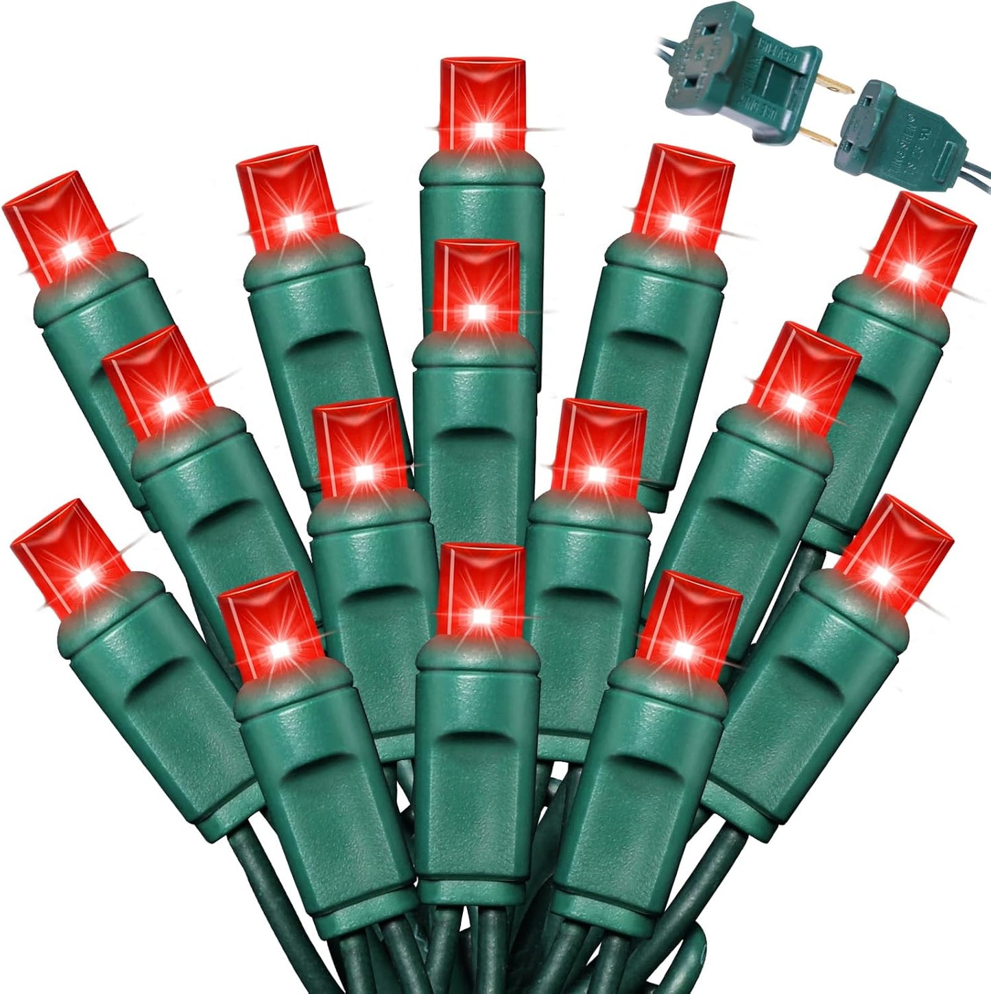 600LED (12pk of 50L) String Lights,LED Christmas Lights, 6" SPACING,Green Wire,RED