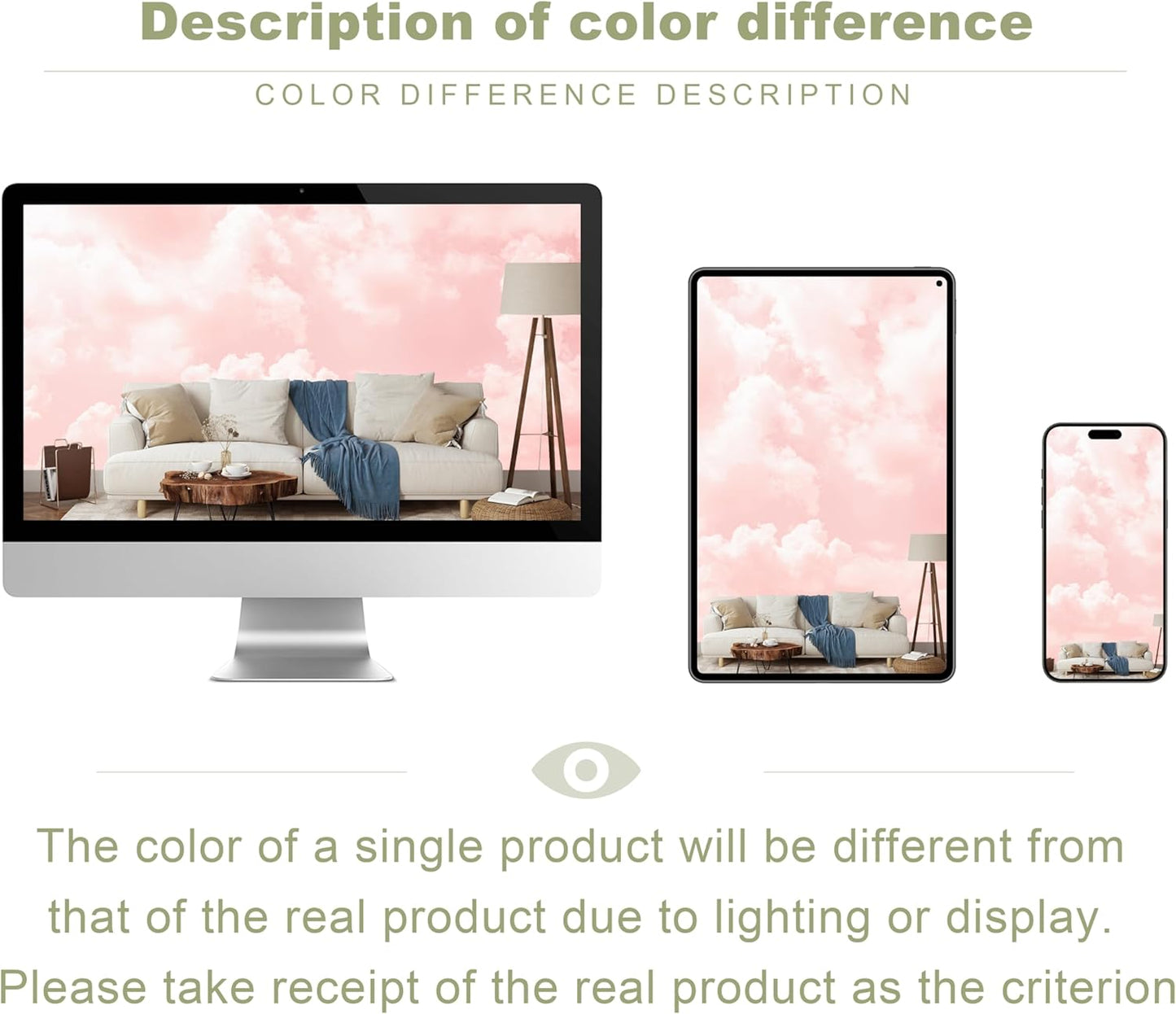 Pink Cloud Wallpaper Wall Mural for Bedroom Living Room (Not Peel n’ Stick)