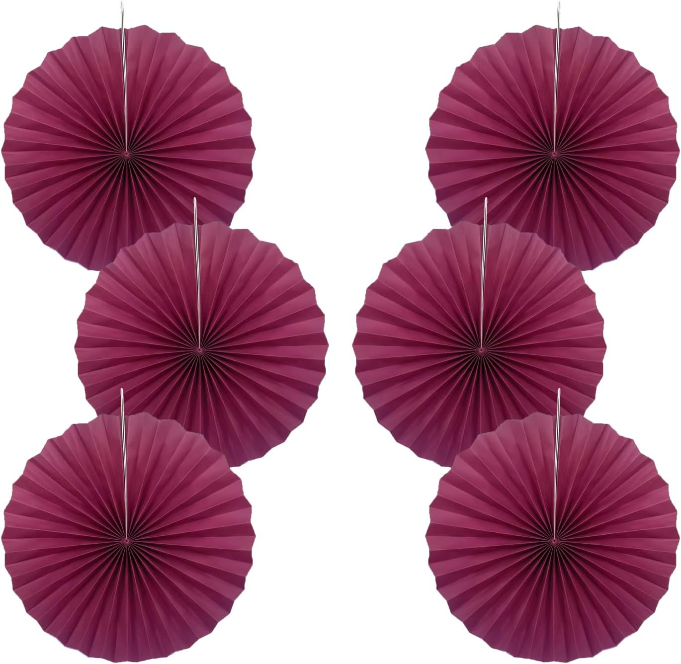 BARTHEW Red Party Decorations,Paper Decorations for Party,Girls Party Decorations Party Paper Fans Bulk 16in,Anniversary Decorations for Party 30 Color DIY Set （Wine Red）