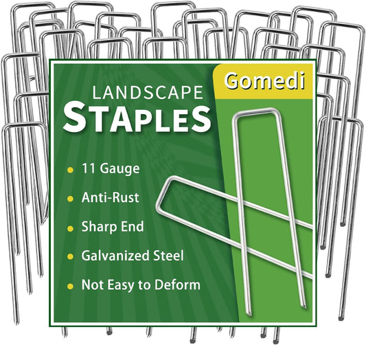Landscape Staples 6 Inch 120 Pack, Garden Stakes Galvanized Garden Staples 11 Gauge, Plant Cover Stakes for Lawn Weed Barrier