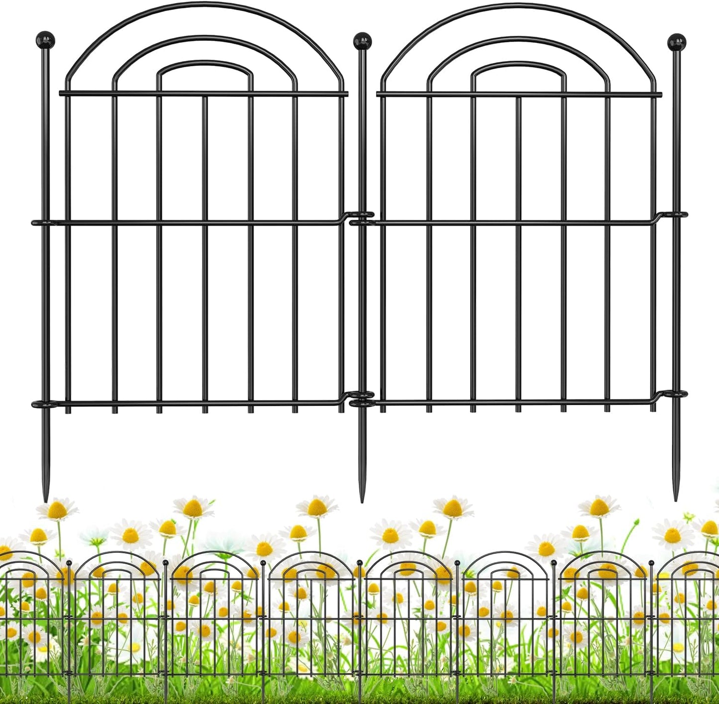 Decorative Garden Fence, 17in(H) x19.5ft Rustproof Metal No Dig Fence Animal Barrier Fence for Dog Rabbit, Wire Border Panel Fencing for Yard Patio Outdoor Decor 18 Pack.