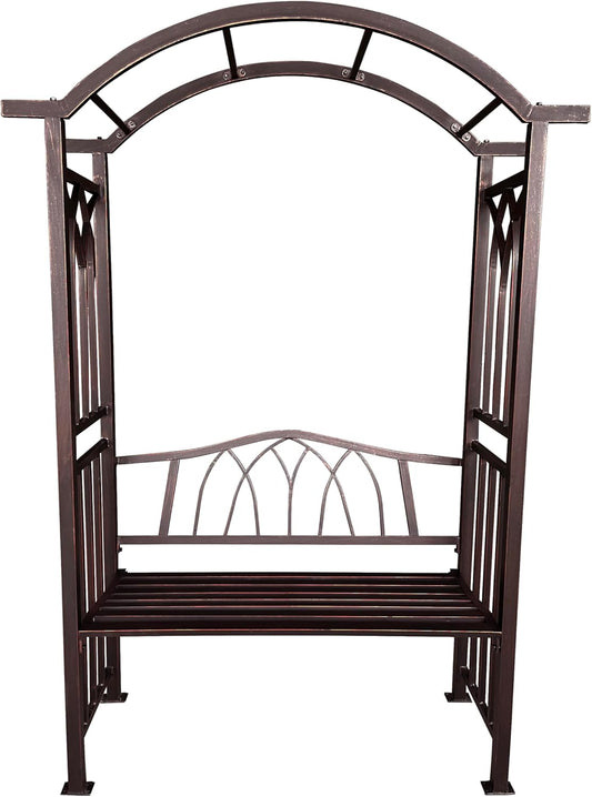 Bronze Aluminum Garden Arbor Arch with 2-Seater Bench