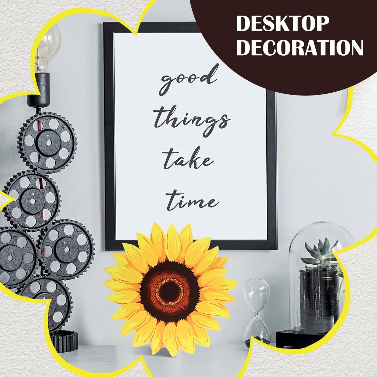 Tandefio 3 Pcs Sunflower Stepping Stones 12 Inch Iron Pavers for Garden Walkway Decorative Sunflower Garden Decor for Indoor Outdoor Patio Yard Outside, Colorful Yellow