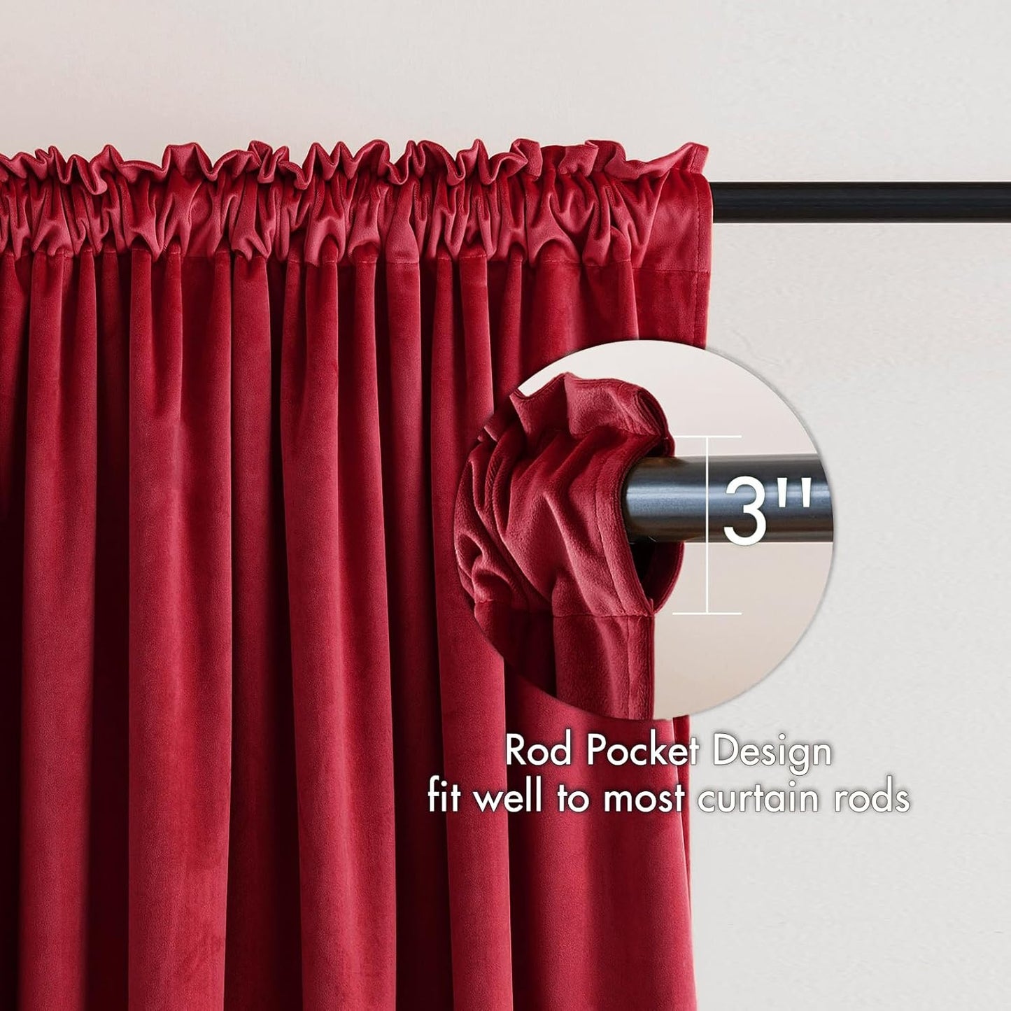 MIULEE Christmas Red Velvet Curtains Thermal Insulated Blackout Curtain Drapes for Bedroom Living Room Darkening 108 Inches Long Curtains Panels Rod Pocket Set of 2