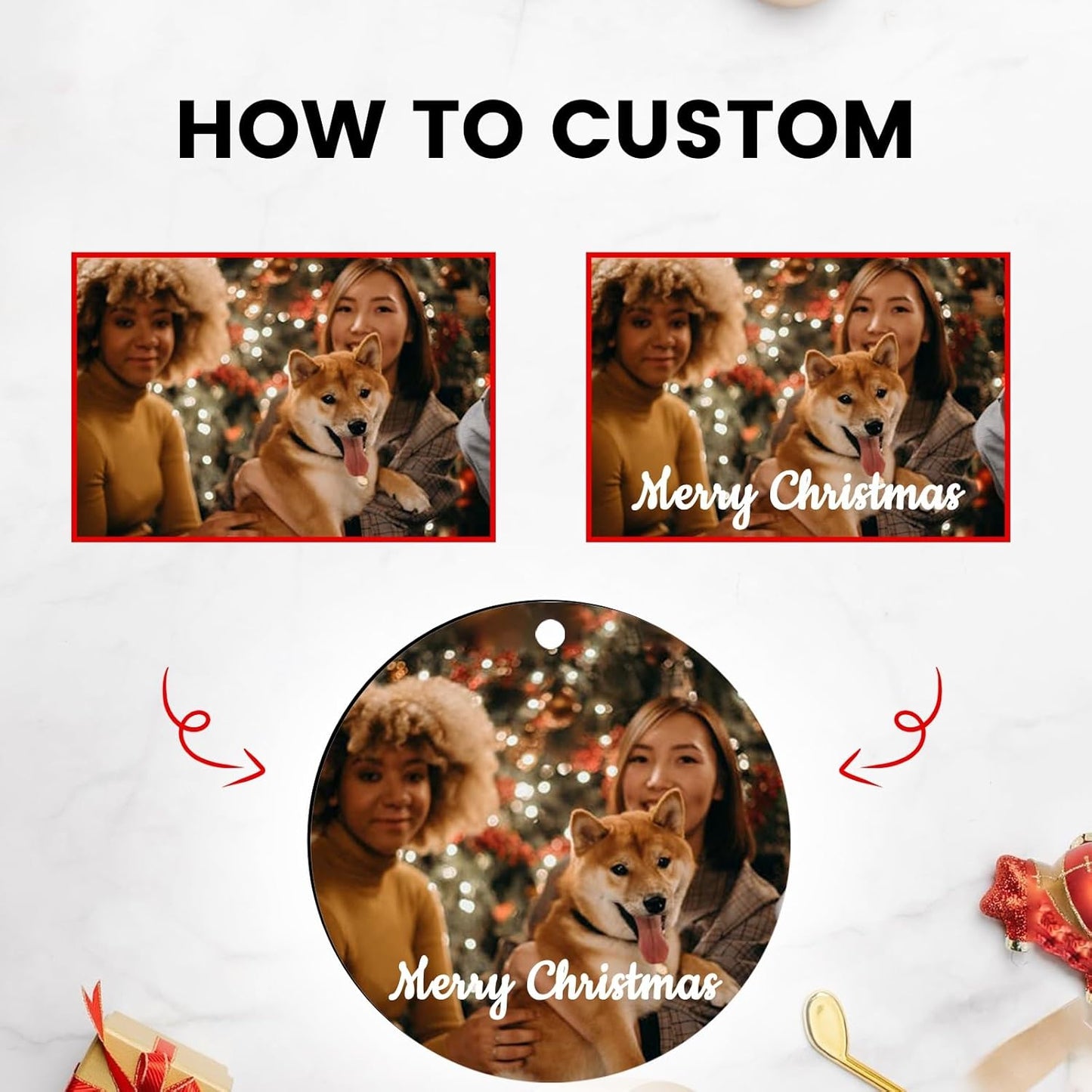 Personalized Christmas Ornaments 2025 Customized with Photo Text Ornament Keepsake Pet First Christmas Ornament Bulk Custom Wooden Xmas Tree Decorations, Wood Round