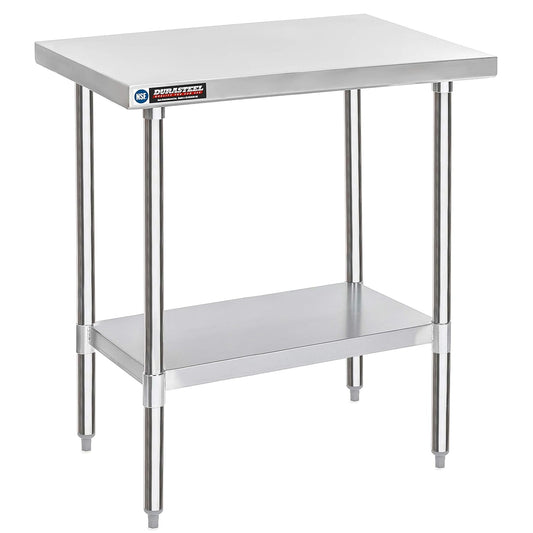 DuraSteel 30x36 Stainless Steel Work Table - NSF Commercial Prep Metal Table - Outdoor Pizza Oven Stand w/Under Shelf - Kitchen Island Laundry Utility Garage Microwave Stand Large Rolling Storage Cart
