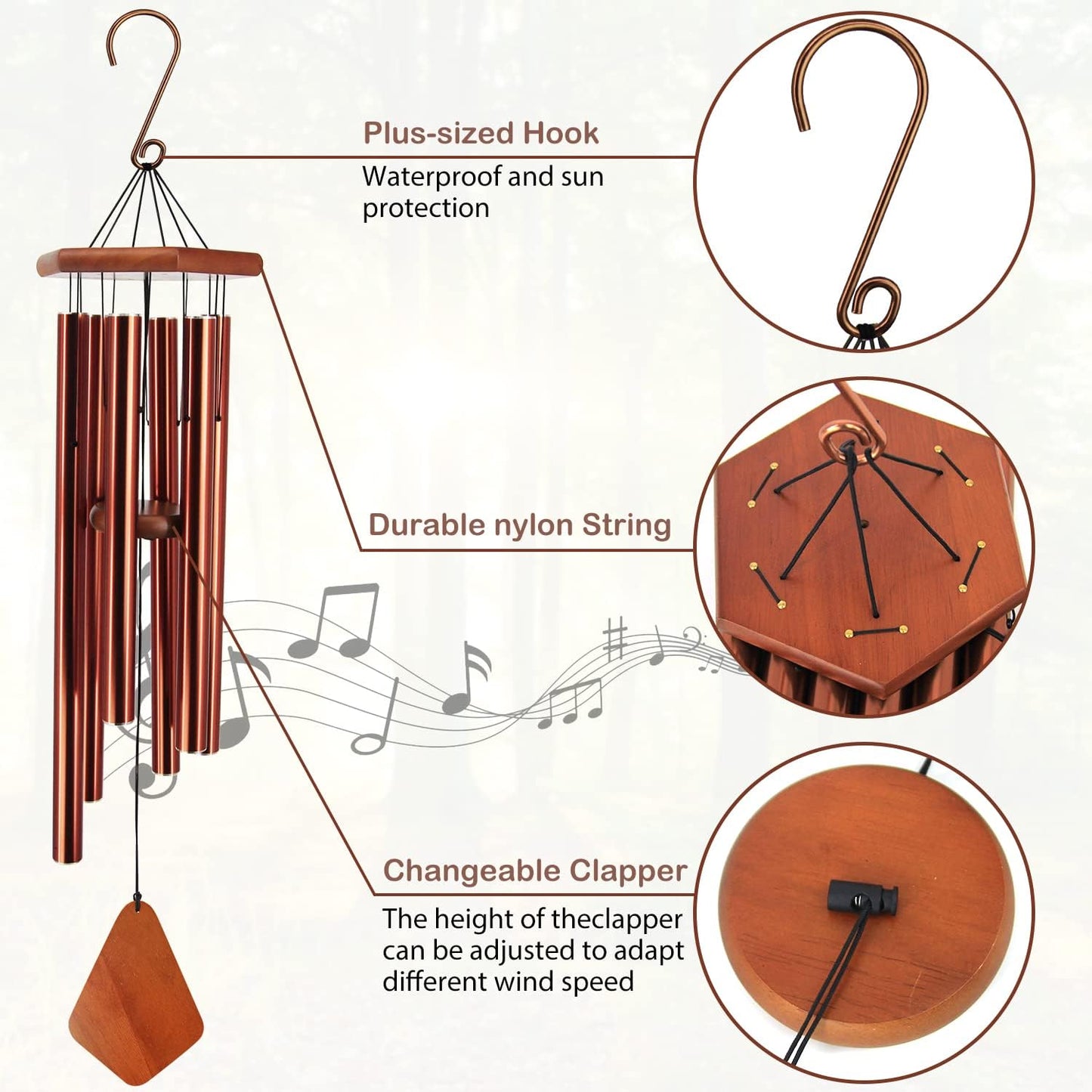 ASTARIN Wind Chimes Outdoor Large Deep Tone, Large Windchimes for Outside with 6 Tubes Tuned Relaxing Melody,Memorial Wind Chimes for Mom Dad,Sympathy Gifts, 36"