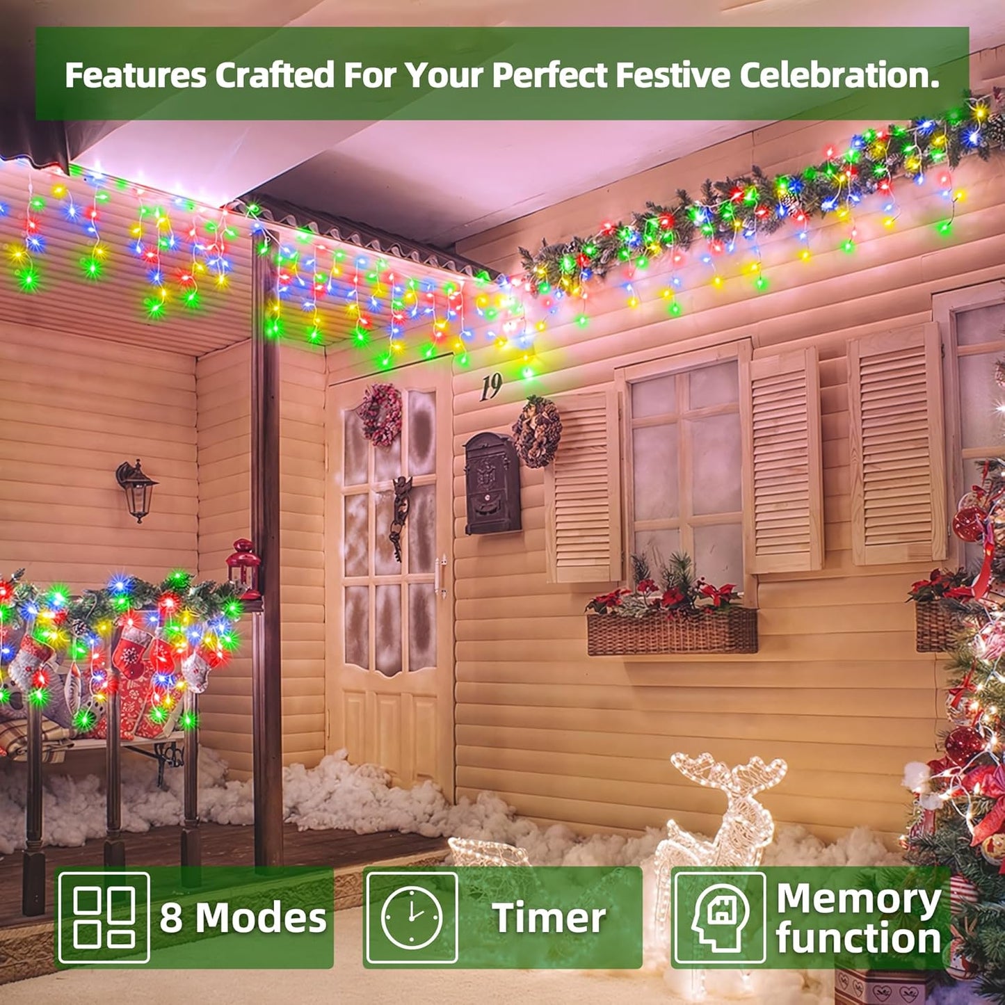 792 LED Christmas Lights with 176 Drops,82ft 8 Modes Fairy Hanging String Lights with Time Waterproof, Plug-in Christmas String Lights for Holiday Wedding Party Christmas Decorations (Multicolor)