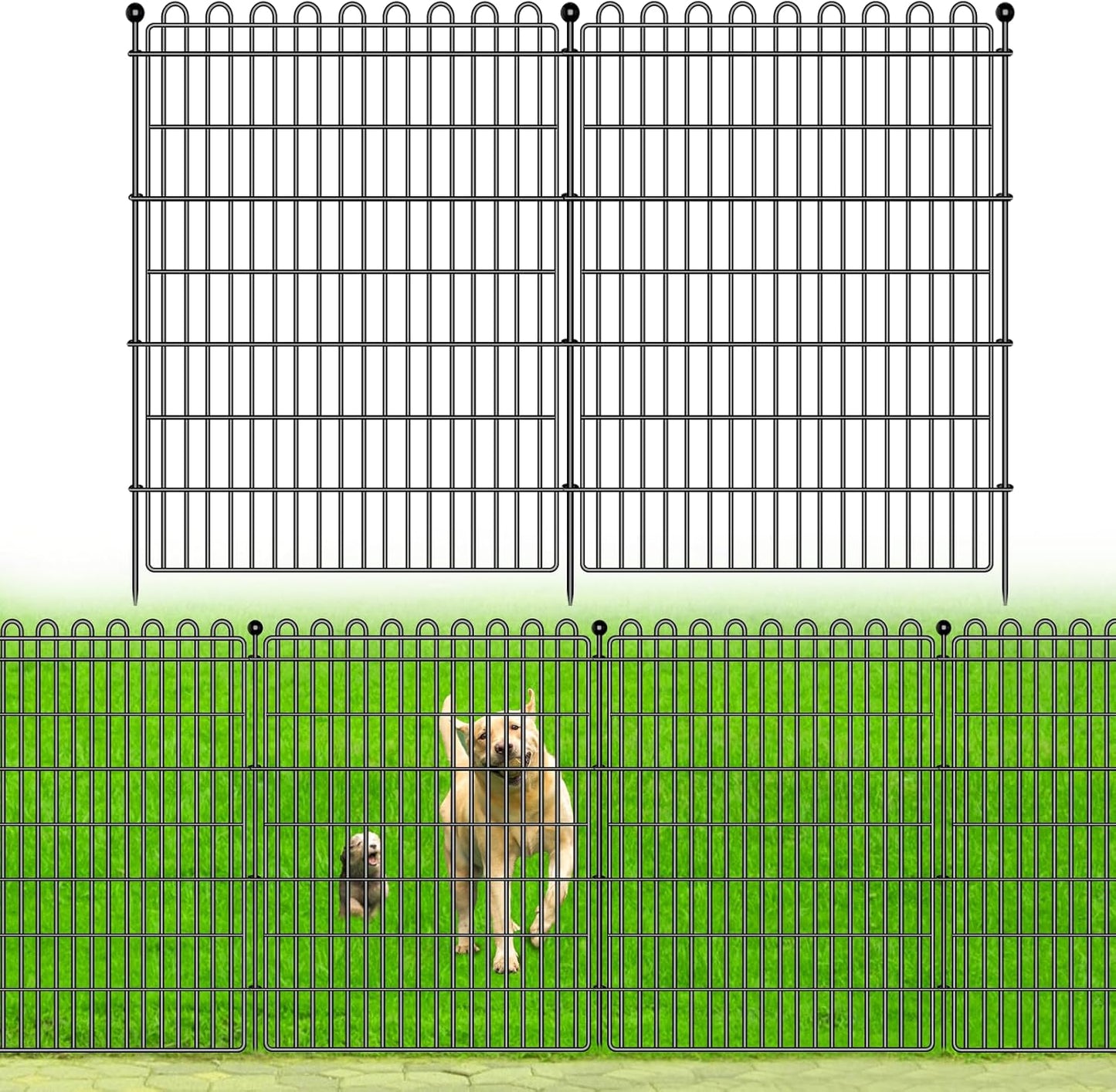 8 Panels No Dig Decorative Garden Fence for Yard, 48 in(H) X 21 ft(L) Animal Barrier Fencing for Outdoor Dog, Metal Portable Garden Fences for Borders, Pets, Landscape, Temporary Fence