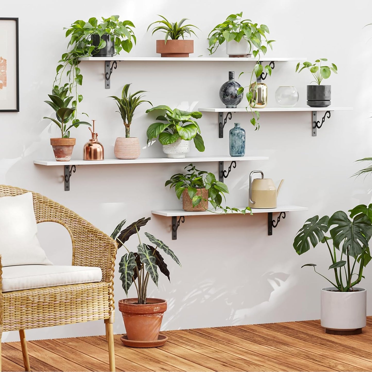 DINZI LVJ Long Wall Shelves, 39.4 Inch Large Floating Shelves Set of 2, Wide Display Shelf Wall Mounted with Brackets, Easy Hanging for Living Room, Toilet, Office, Bedroom, White