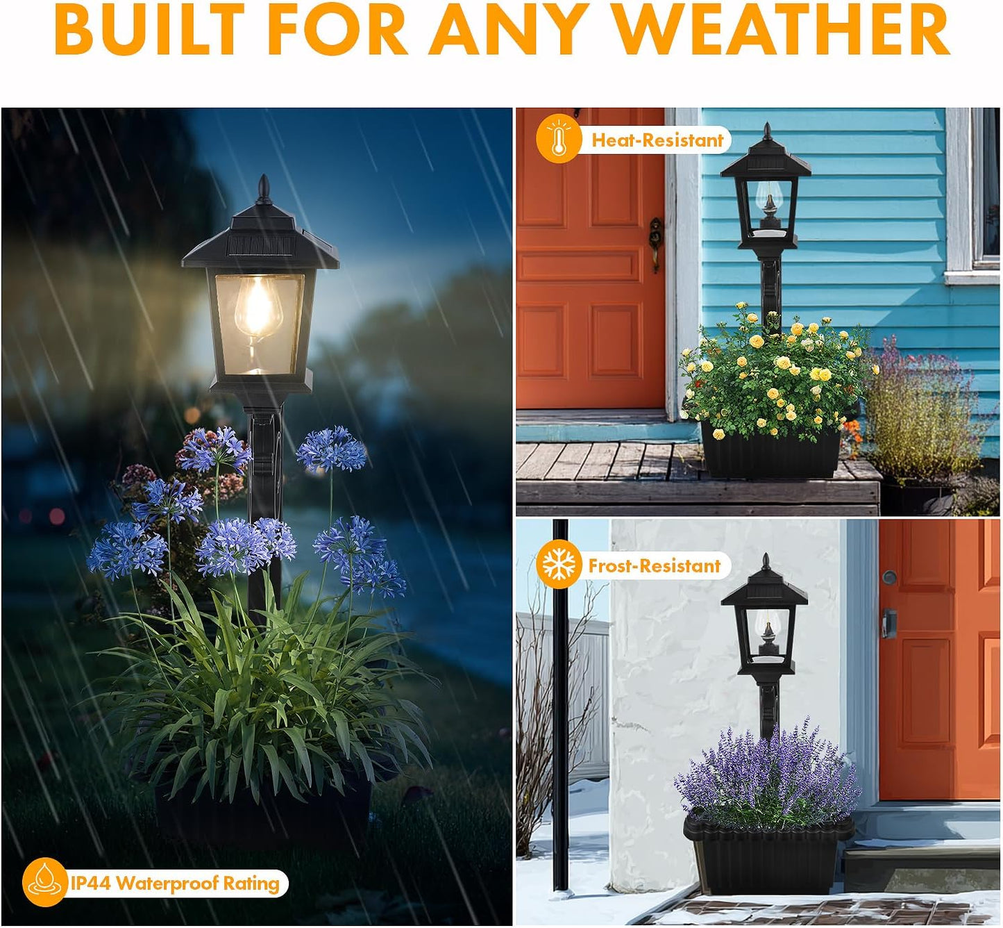 Solar Lamp Post Light with Planter, 2 in 1 Outdoor Flower Pots, Wall Mount or Freestanding Waterproof Solar Post for Lawn, Patio, Front/Back Door