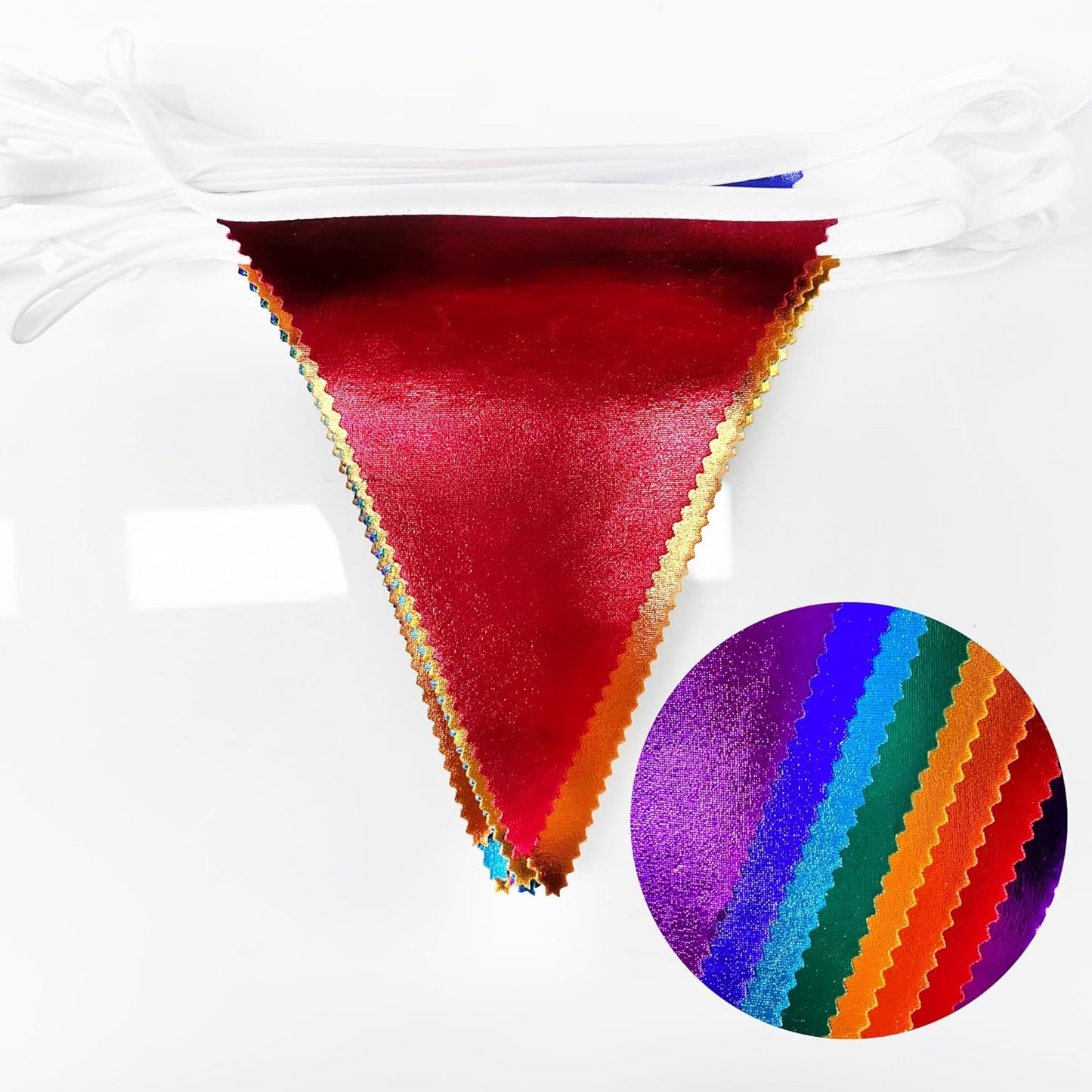 Rainbow Party Decorations Colorful Metallic Fabric Triangle Pennant Banner Flag Bunting Garland for Rainbow Fiesta Carnival Christmas Birthday Wedding Baby Shower Holiday Outdoor Party Supplies