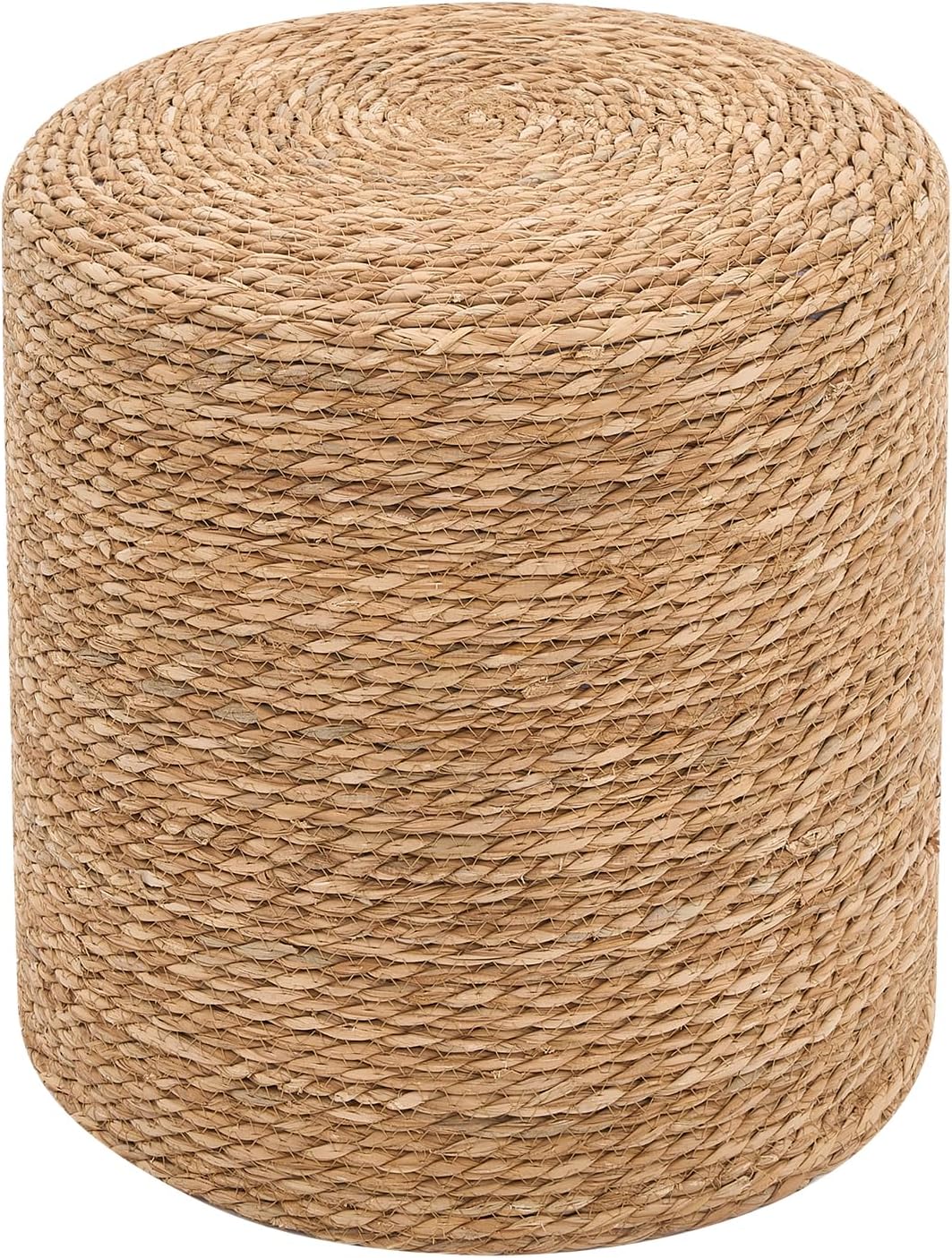 Pouf Ottomans, Handwoven Natural Straw Footstool, Round Braided Outdoor Patio Stool with Wood Frame, Boho Decor Accent Seat Balcony, or Garden (Natural)