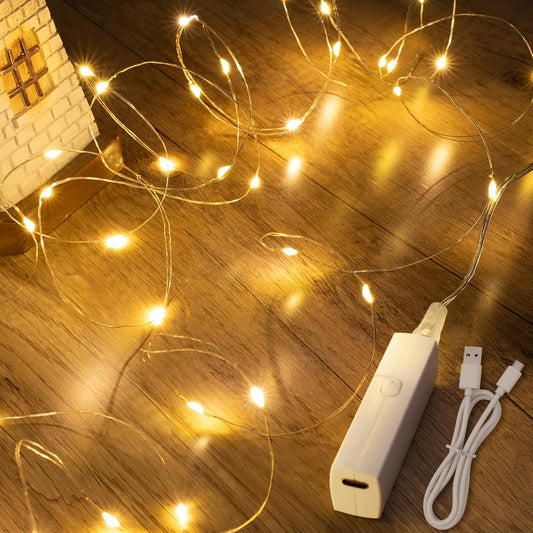 32FT(16 * 2) Fairy Lights Battery Operated String Lights, Twinkle Lights with Timer, Mini LED Fairy Lights for Bedroom, Christmas Decorations, Mason Jars, Wedding, Vine, Table Centerpieces Warm White