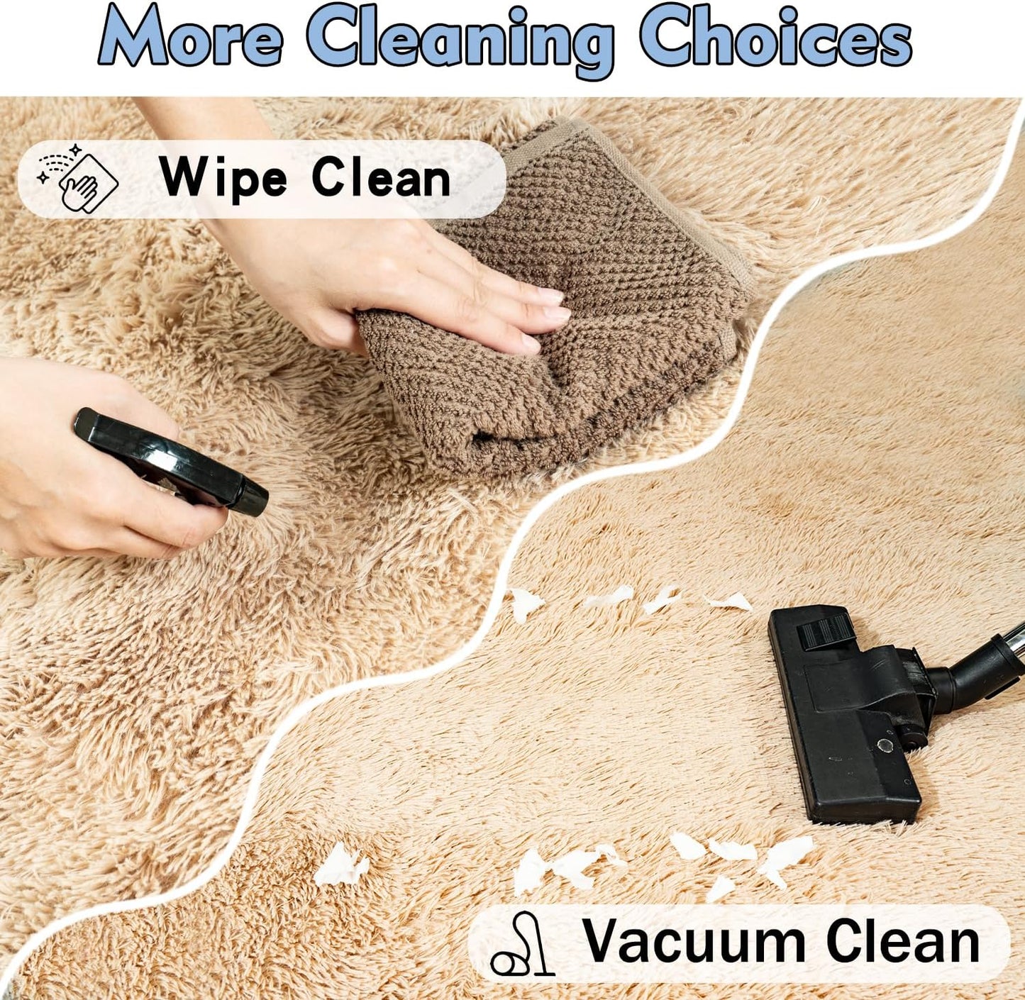 Rezutan Fluffy Rug for Living Room Bedroom Soft Modern Shaggy Fuzzy Kids for Living Room, Cute Room Decor, Plush Indoor Nursery Home Decor Bedside with Non-Slip Bottom, Beige, 4 X 6 Feet