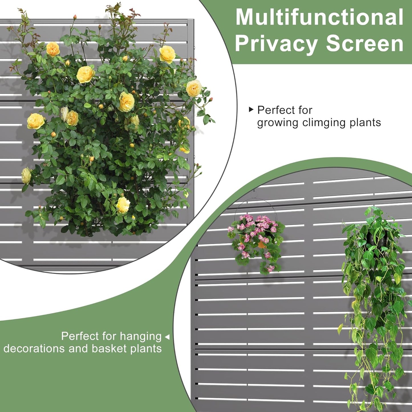 Casaphoria Metal Raised Garden Bed with Trellis and Wheels, 47"x47"x16" Planter Box for Climbing Plants, Vegetables & Vines, Features Drainage Holes and Privacy Screen (Grey-Louvered)