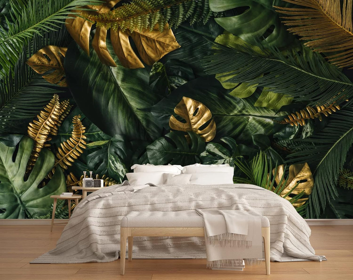 Tropical Wallpaper Jungle Banana Leaf Wall Mural Wallpaper for Living Room (Not Peel n' Stick)