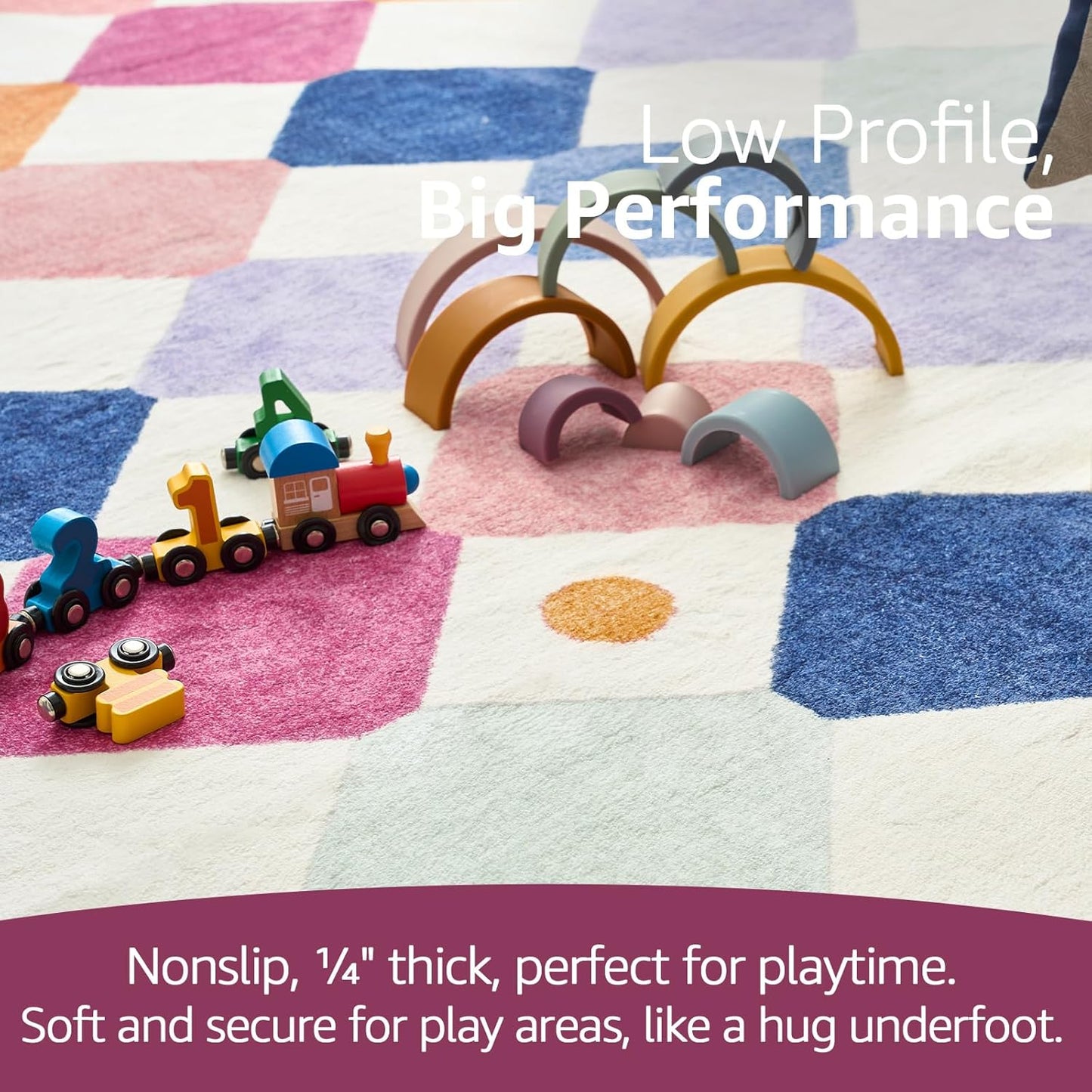 jinchan Kids Rug for Nursery 6ft Radius Corner Washable Area Rug Modern Colorful Quarter Circle Rug Soft Non-Slip Carpet for Bedroom Playroom Daycare Reading Nook Kitchen Classroom Berries on Cream