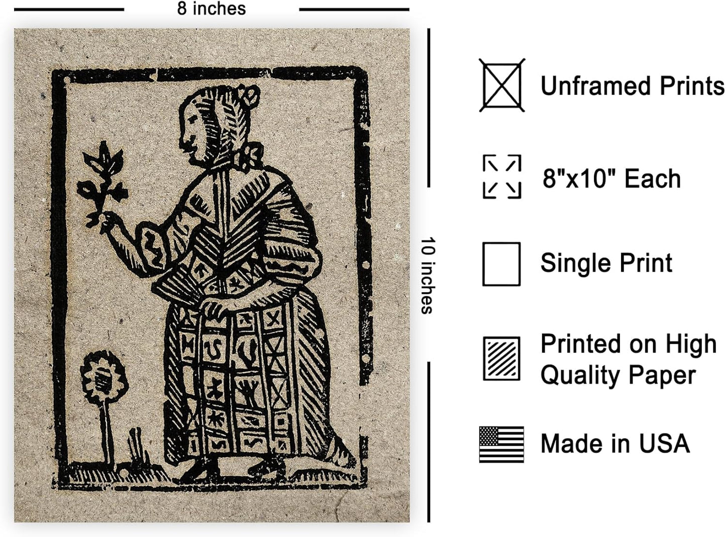 Poster Master Vintage Witch Poster - Retro Witch Holding Plant Print - Halloween Art - Pagan Art - Gift for Men & Women - Gothic Wall Decor for Living Room, Bedroom or Office - 8x10 UNFRAMED Wall Art