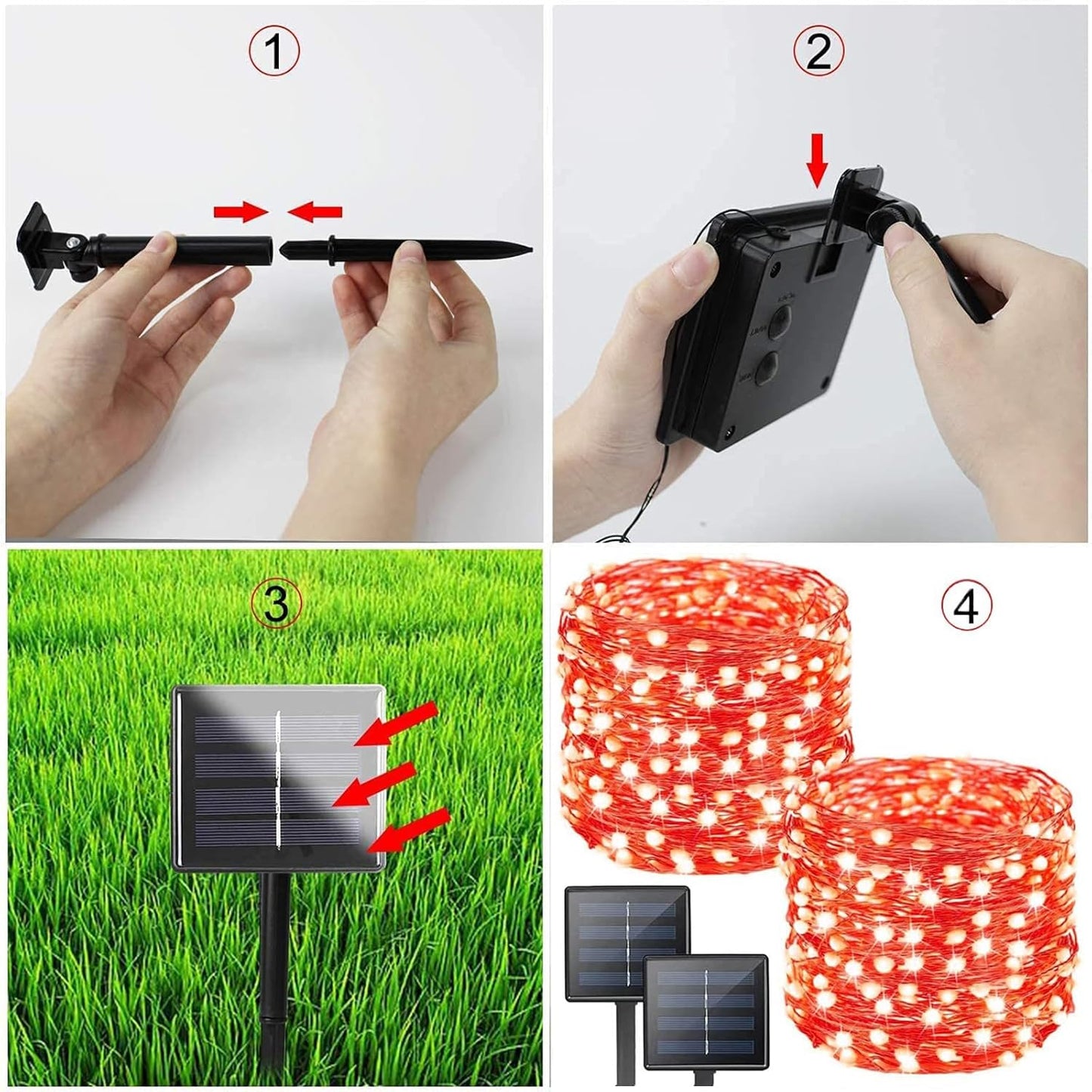 Solar String Lights Outdoor, 2-Pack Total 80FT 200 LED Solar Christmas Twinkle Lights Outside Waterproof Copper Wire 8 Modes Solar Fairy Lights for Garden Tree Party Birthday Christmas Decor(Orange)