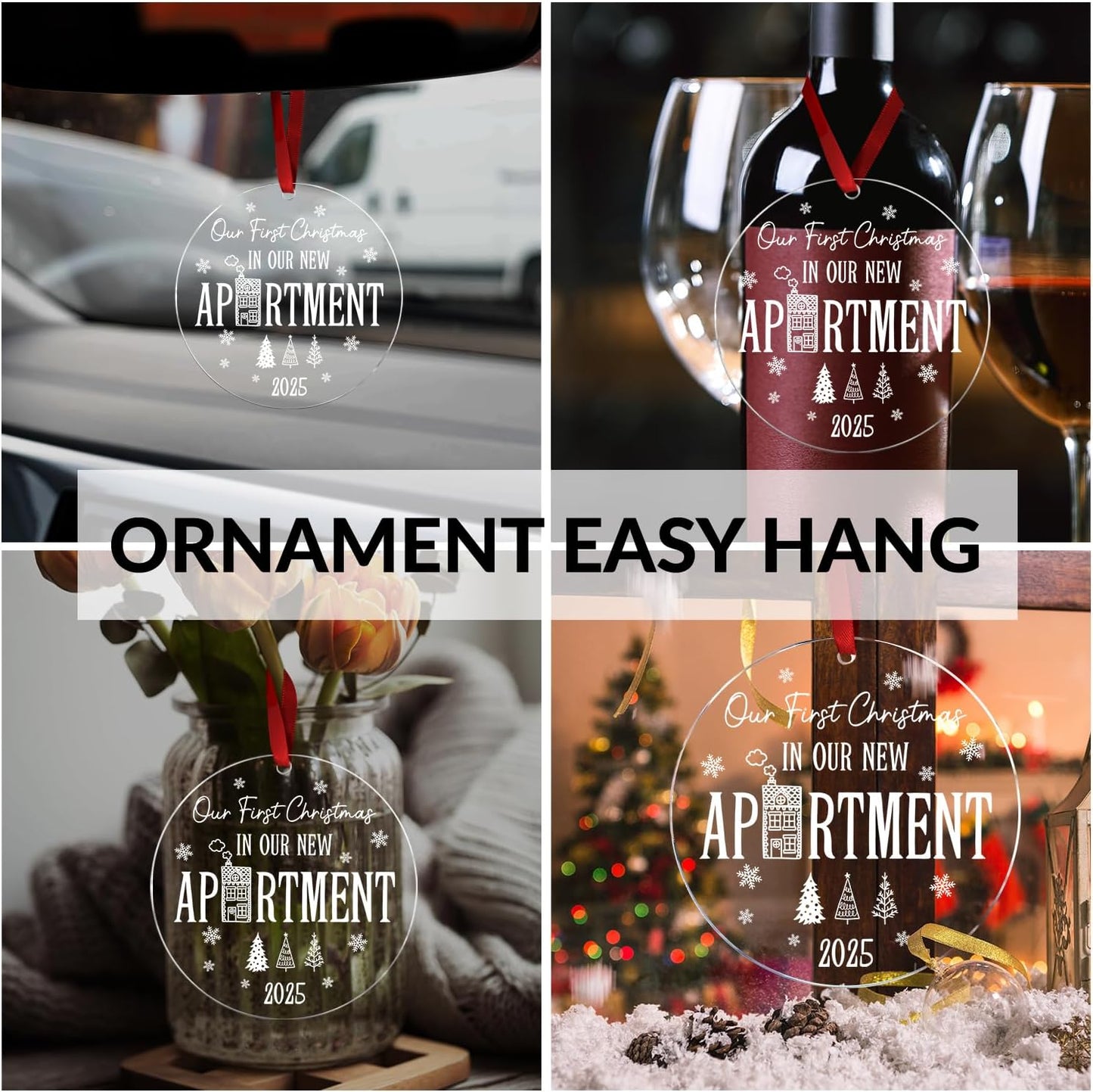 Our First Christmas in Our New Apartment 2025 Xmas Ceramic Ornament - Apartment Decor House Warming Gifts 1st Apartment Christmas Ornament Idea for New House Housewarming Couple & Family Xmas Gifts